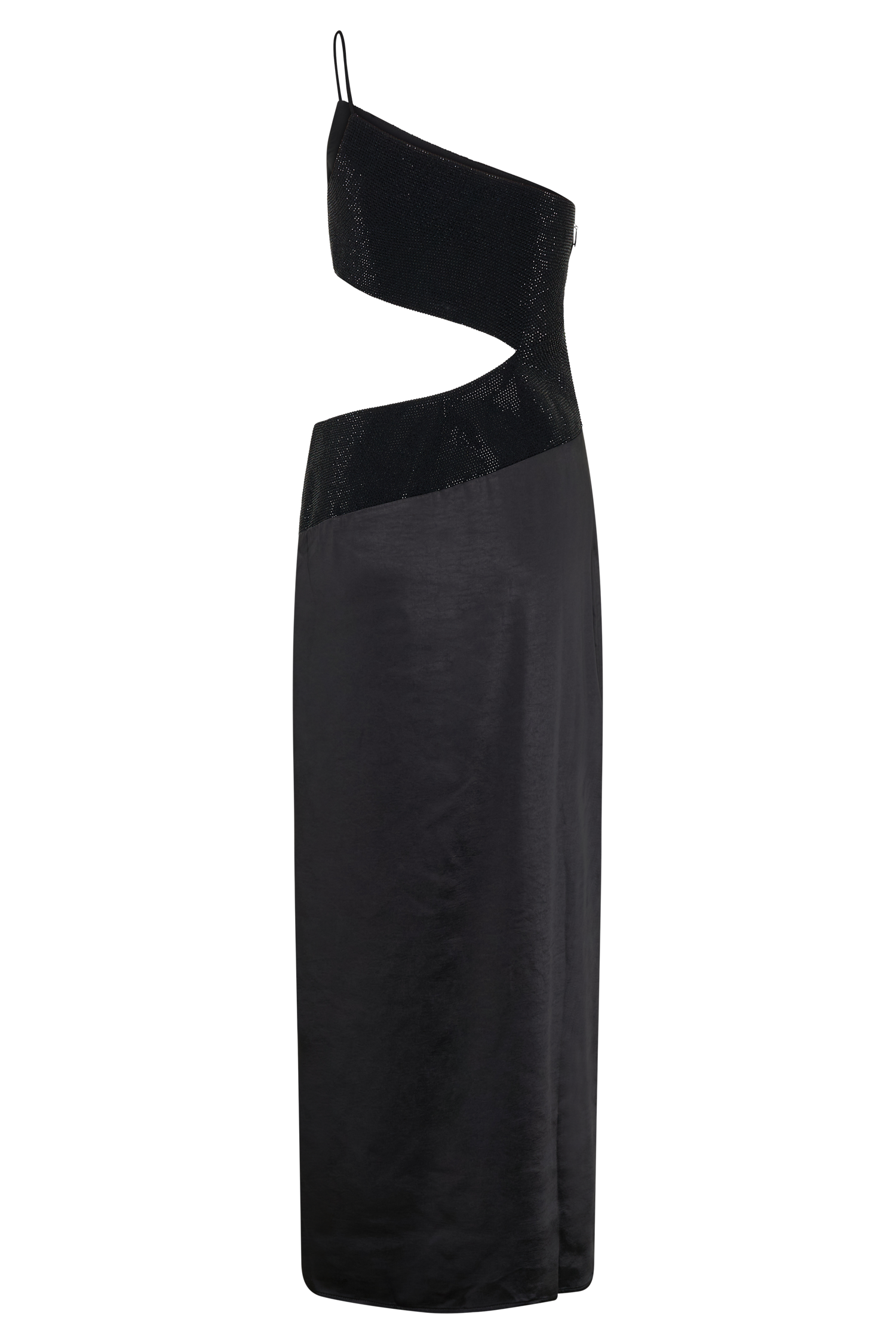 Athena One Shoulder Diamante Maxi Dress - Black #13