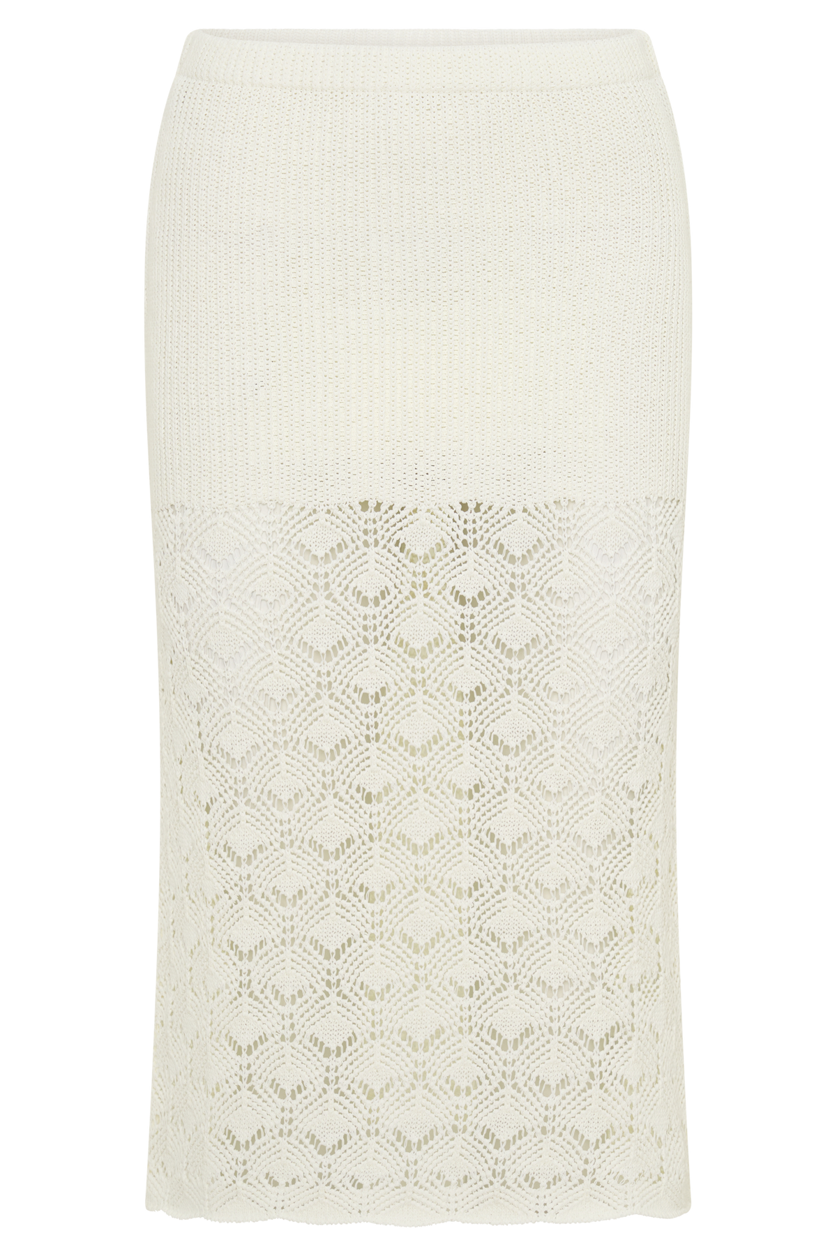 Atlantis Crochet Knit Midi Skirt - White #11