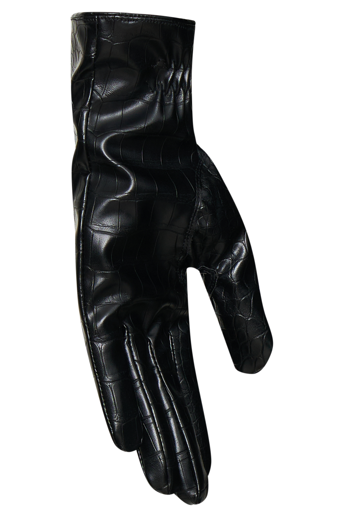 Atlas Faux Leather Crocodile Gloves - Black #8
