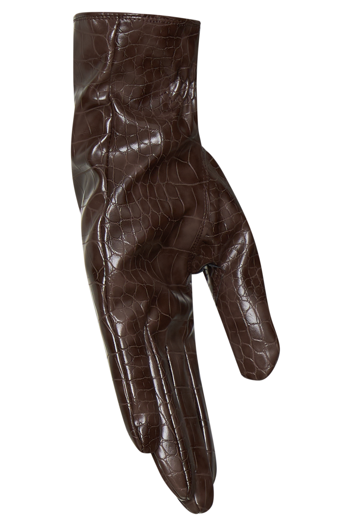 Atlas Faux Leather Crocodile Gloves - Chocolate #6