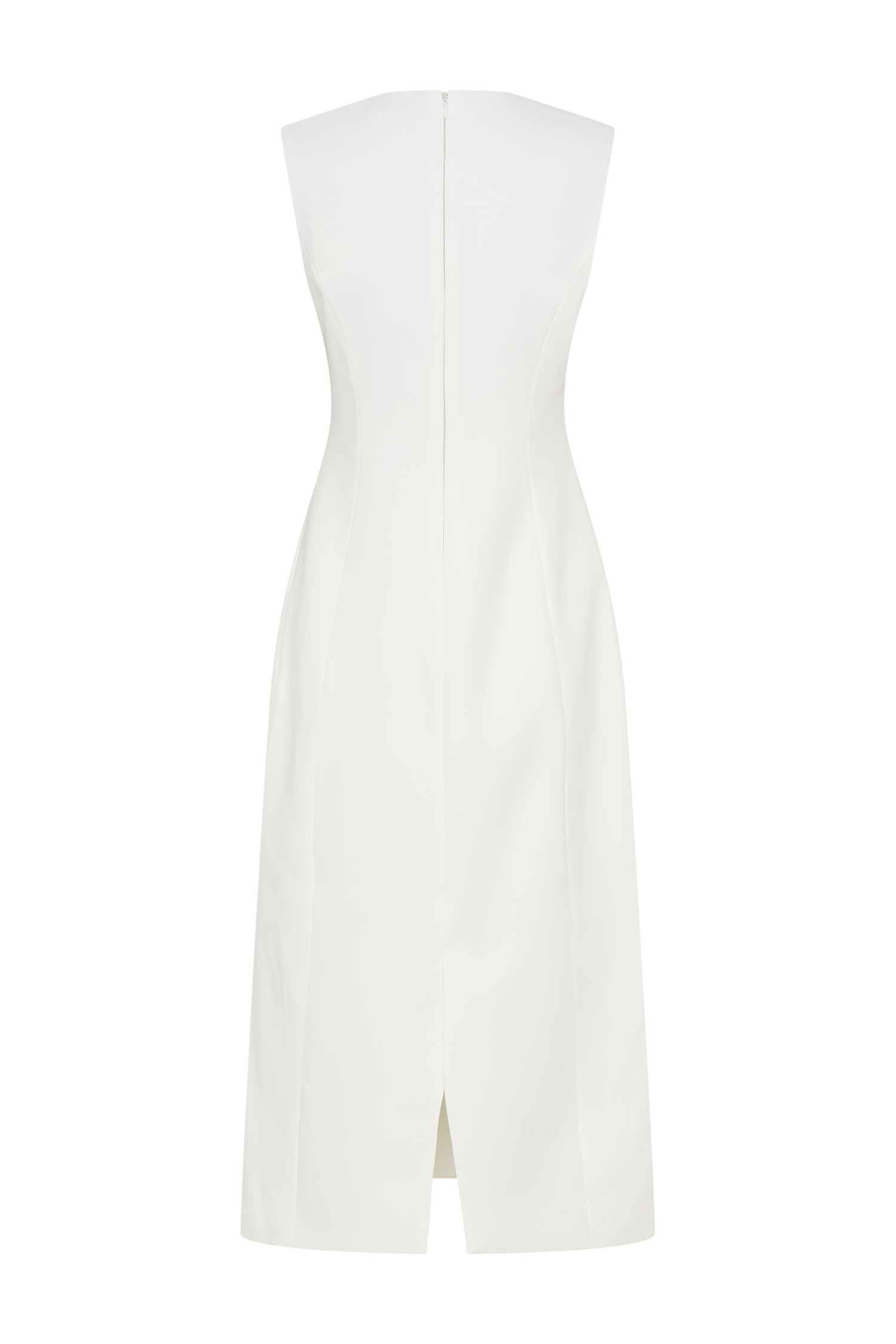 Audrine Suiting Sleeveless Midi Dress - Ivory #9
