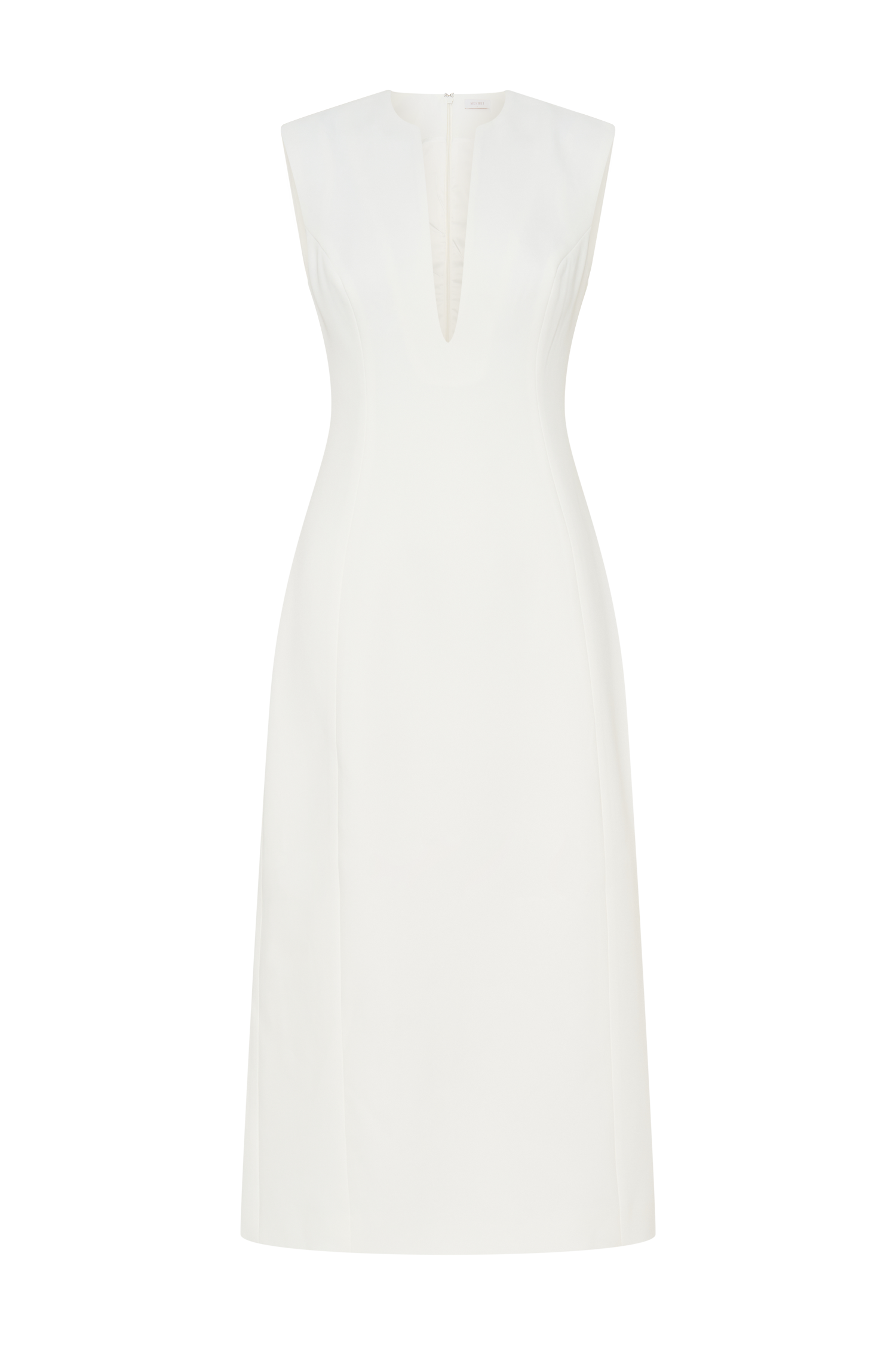 Audrine Suiting Sleeveless Midi Dress - Ivory #10