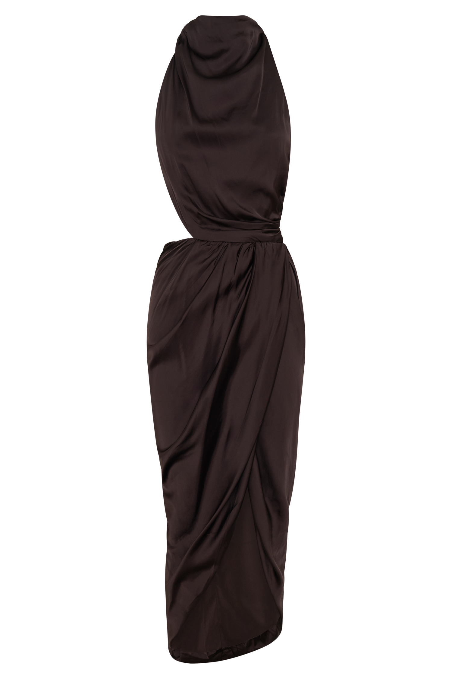 Aveline Draped Halter Midi Dress - Dark Chocolate #12