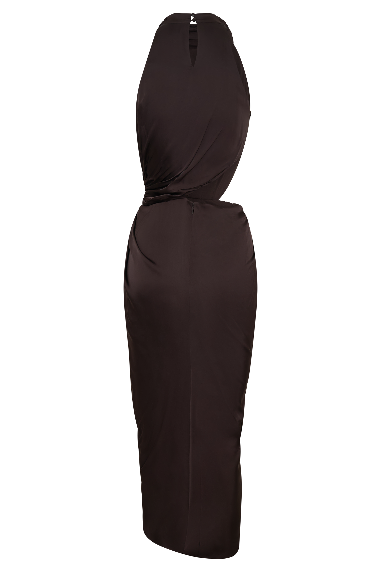 Aveline Draped Halter Midi Dress - Dark Chocolate #11