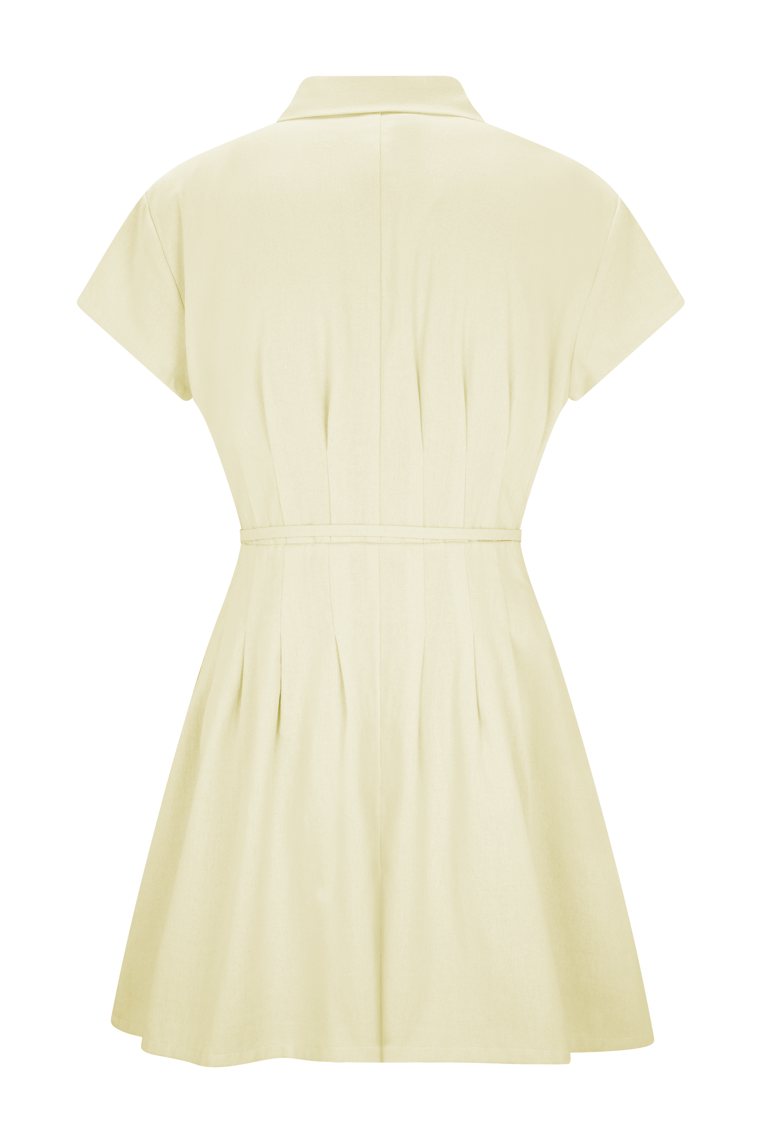 Aysha Buttoned Linen Mini Dress - Lemon #7