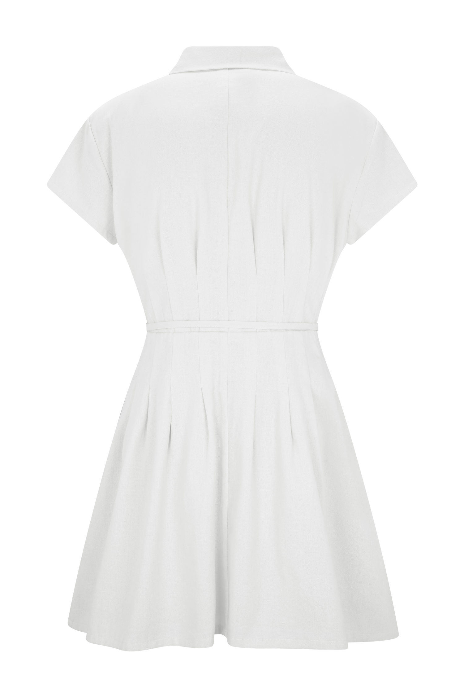 Aysha Buttoned Linen Mini Dress - White #6