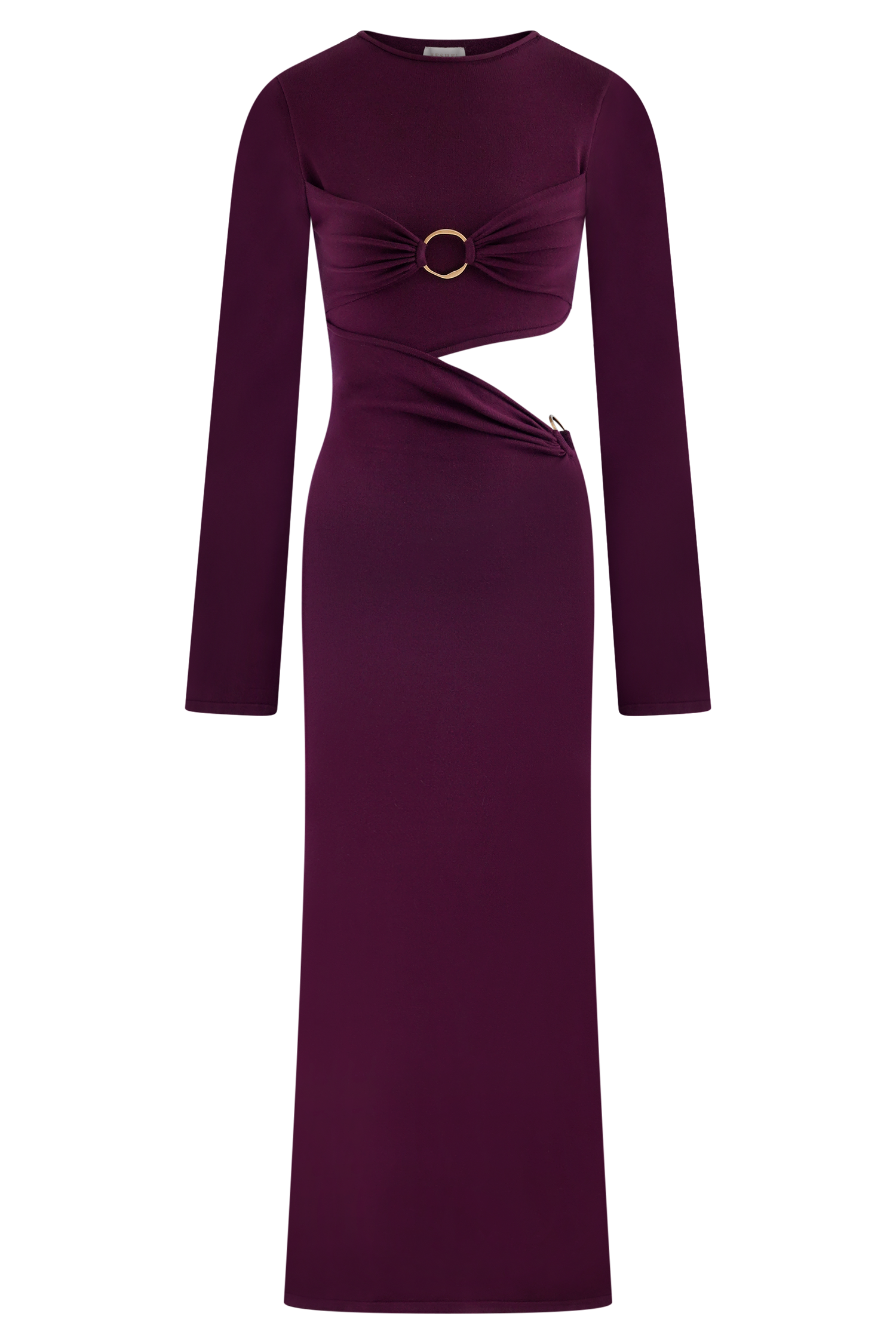Azariah Long Sleeve Knit Midi Dress Plum MESHKI UK