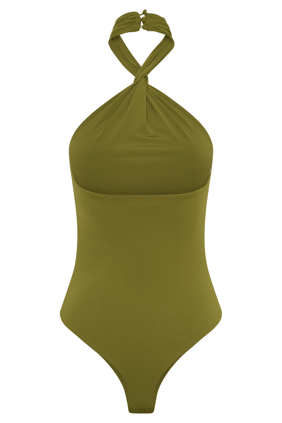 Bambi Twisted Neck Dry Jersey Bodysuit - Martini Olive #8