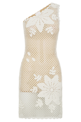 Barker Hand Crochet Knit Mini Dress - White