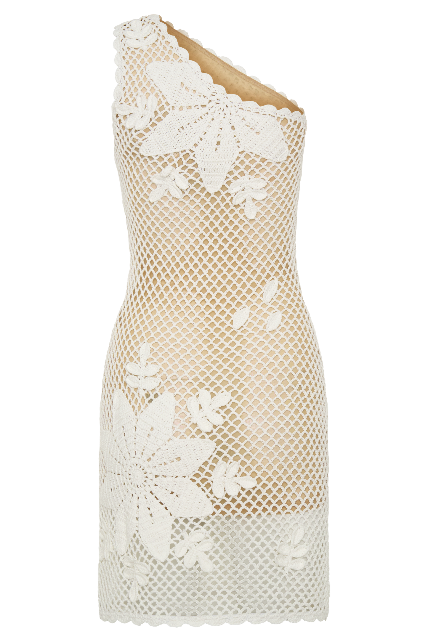 Barker Hand Crochet Knit Mini Dress - White