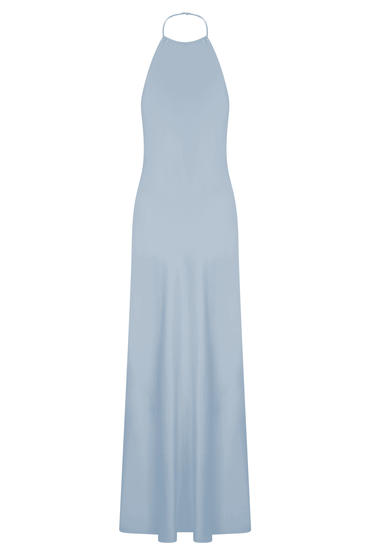 Bella Satin Halter Maxi Dress - Frosted Blue
