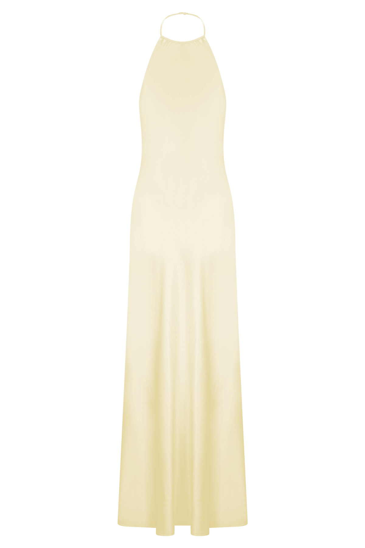 Bella Satin Halter Maxi Dress - Lemon #12