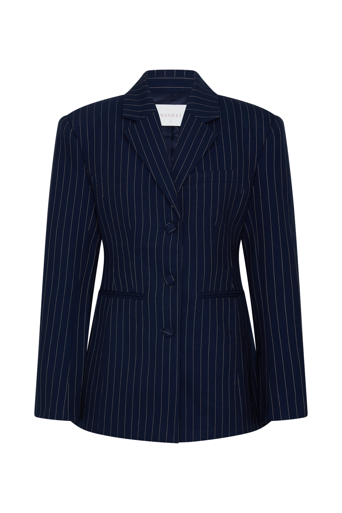 Bellamy Cinched Blazer - Navy Pinstripe #11