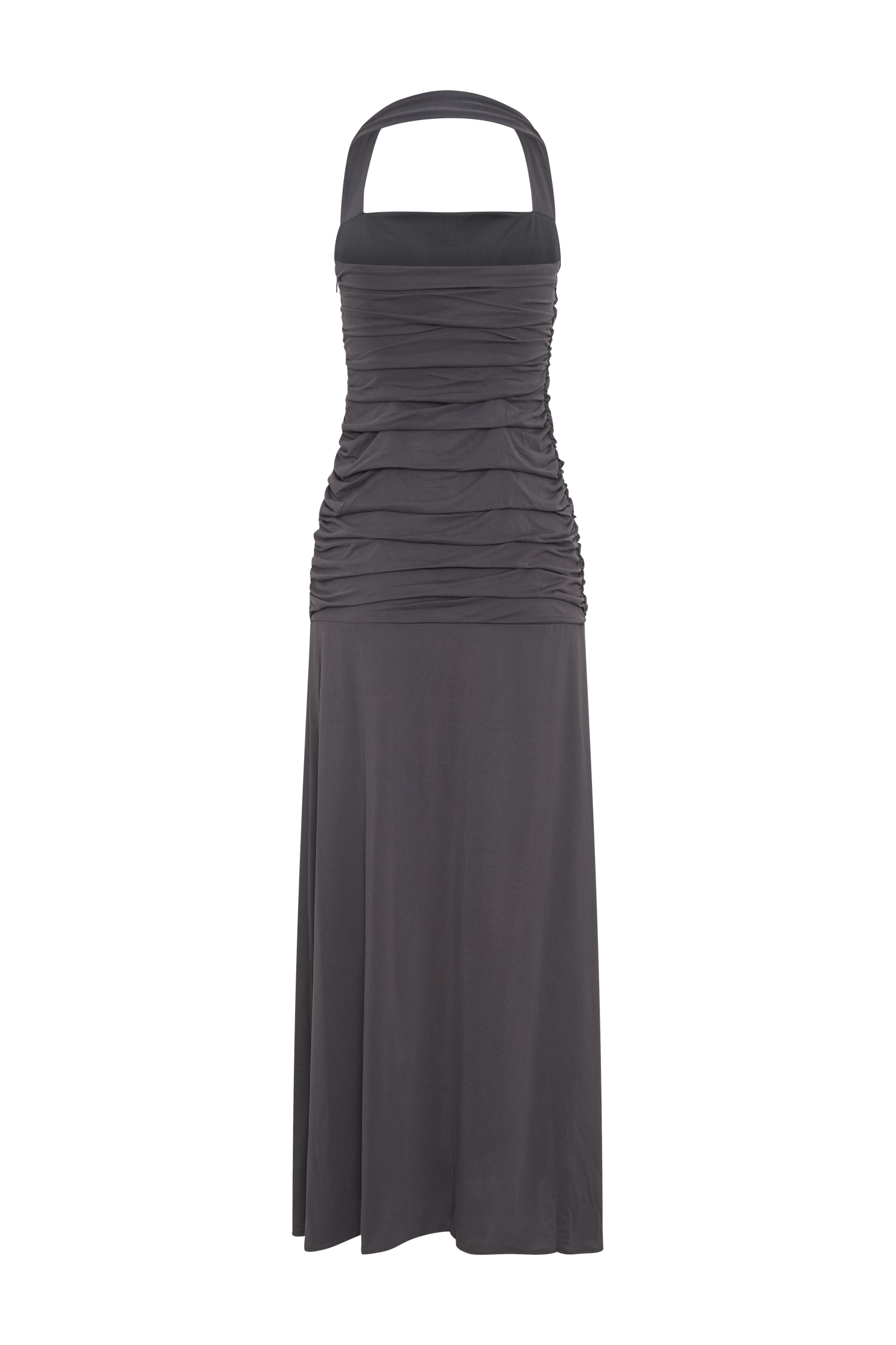 Bentley Peached Jersey Halter Maxi Dress - Charcoal #6