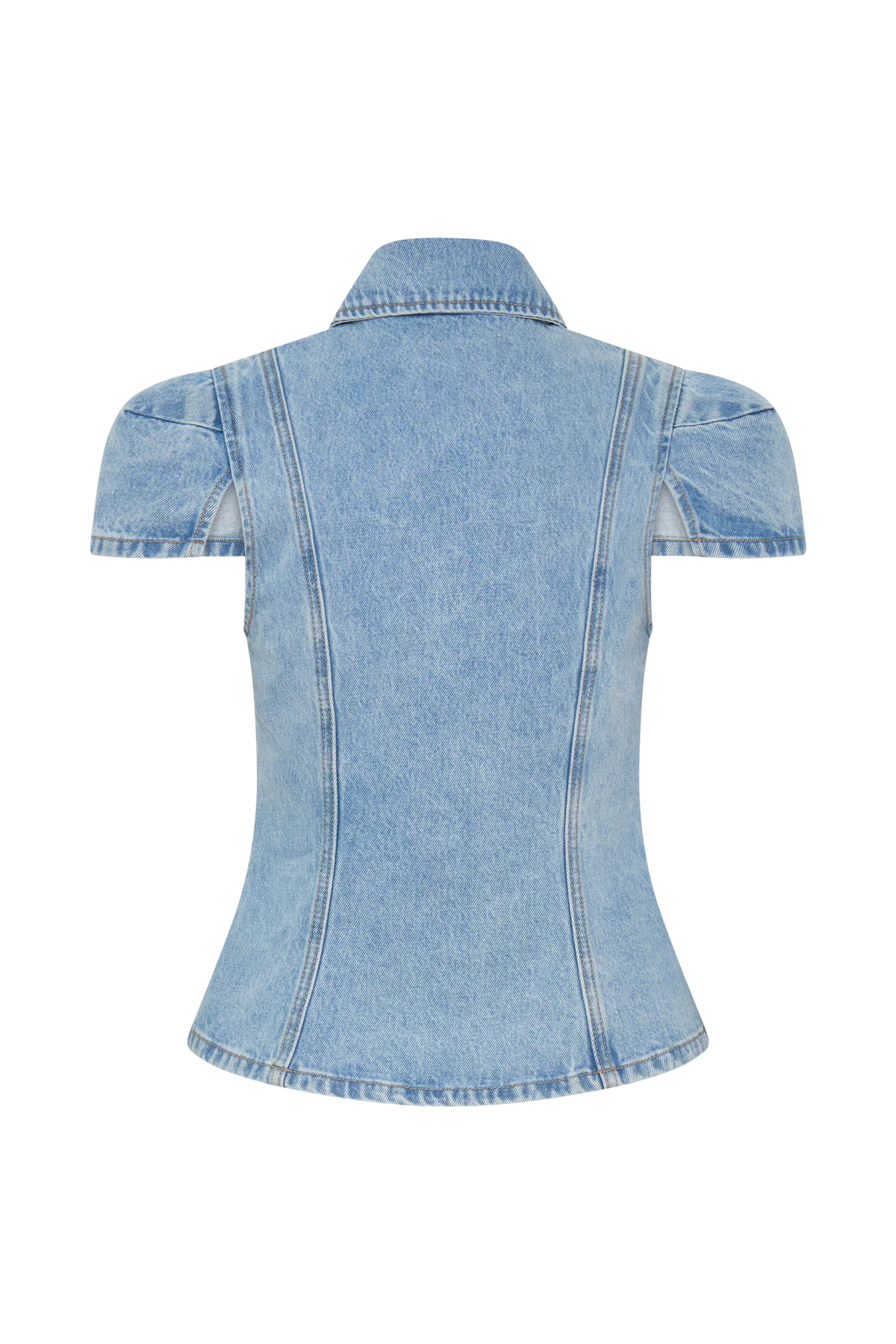Bently Short Sleeve Denim Top - Washed Light Blue #5