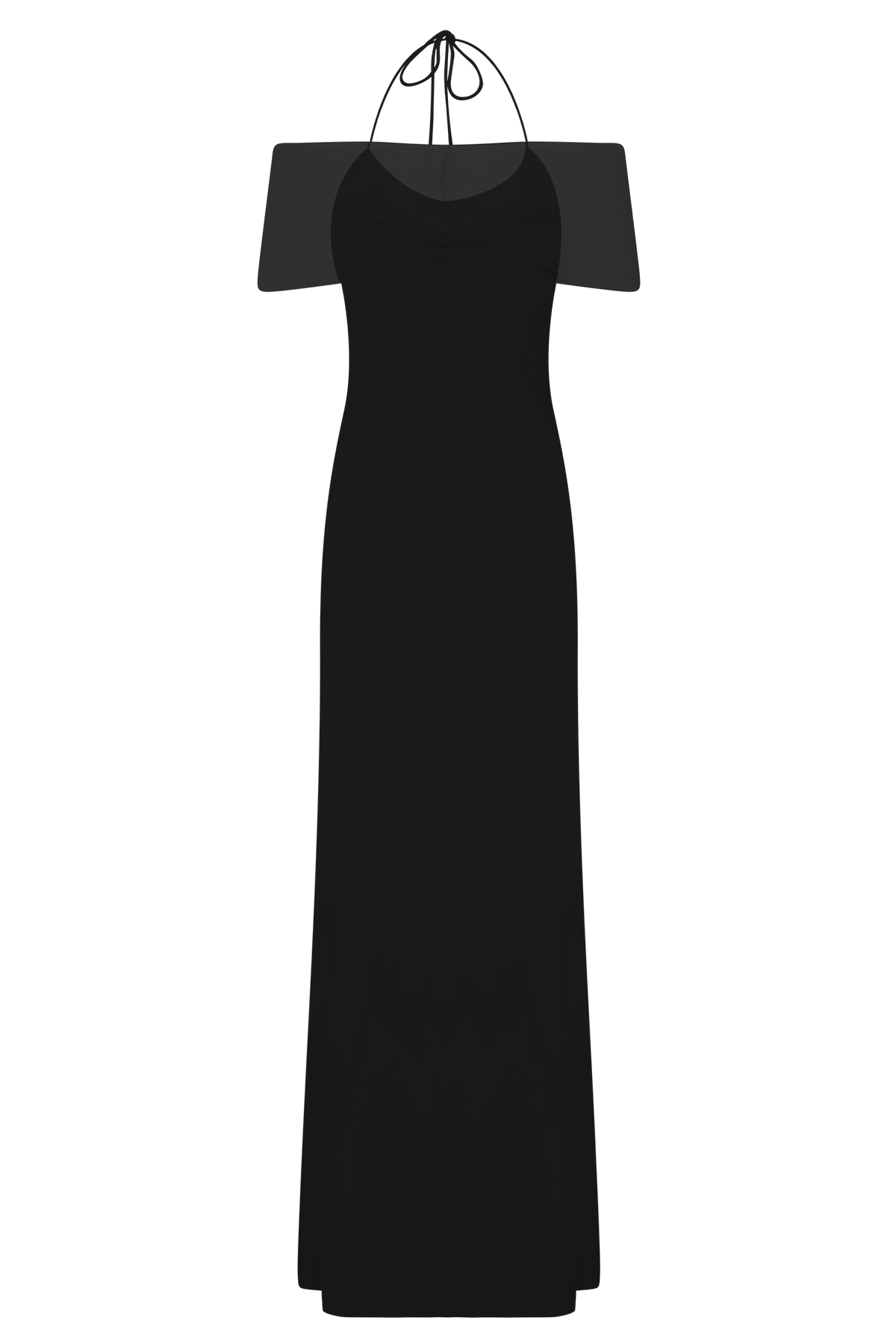 Bernadina Mesh And Slinky Halter Maxi Dress - Black #6