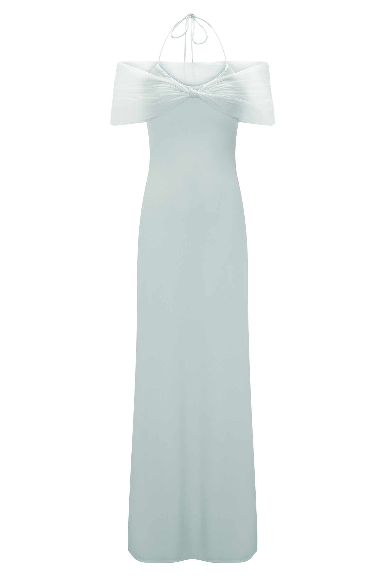 Bernadina Mesh And Slinky Halter Maxi Dress - Pale Blue #8