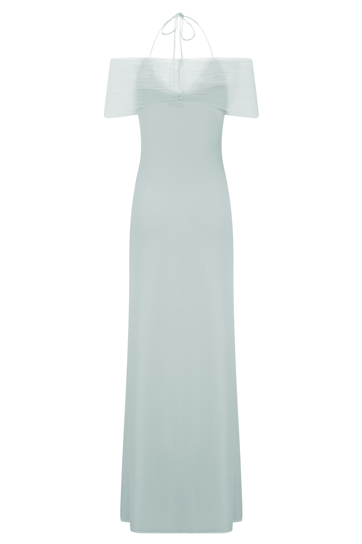 Bernadina Mesh And Slinky Halter Maxi Dress - Pale Blue #7