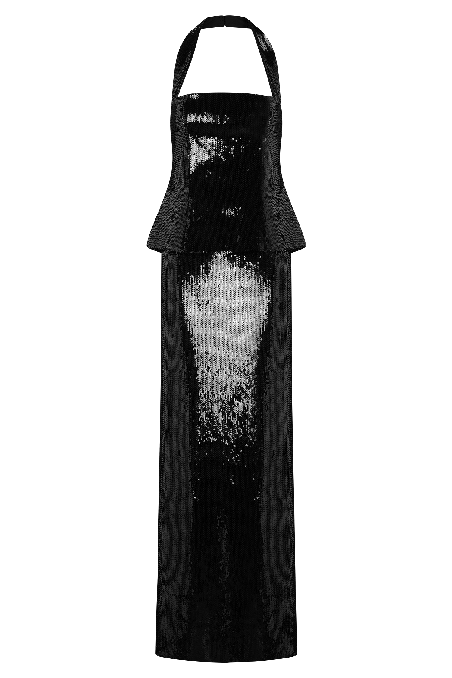 Bertie Sequin Peplum Halter Maxi Dress - Black #9