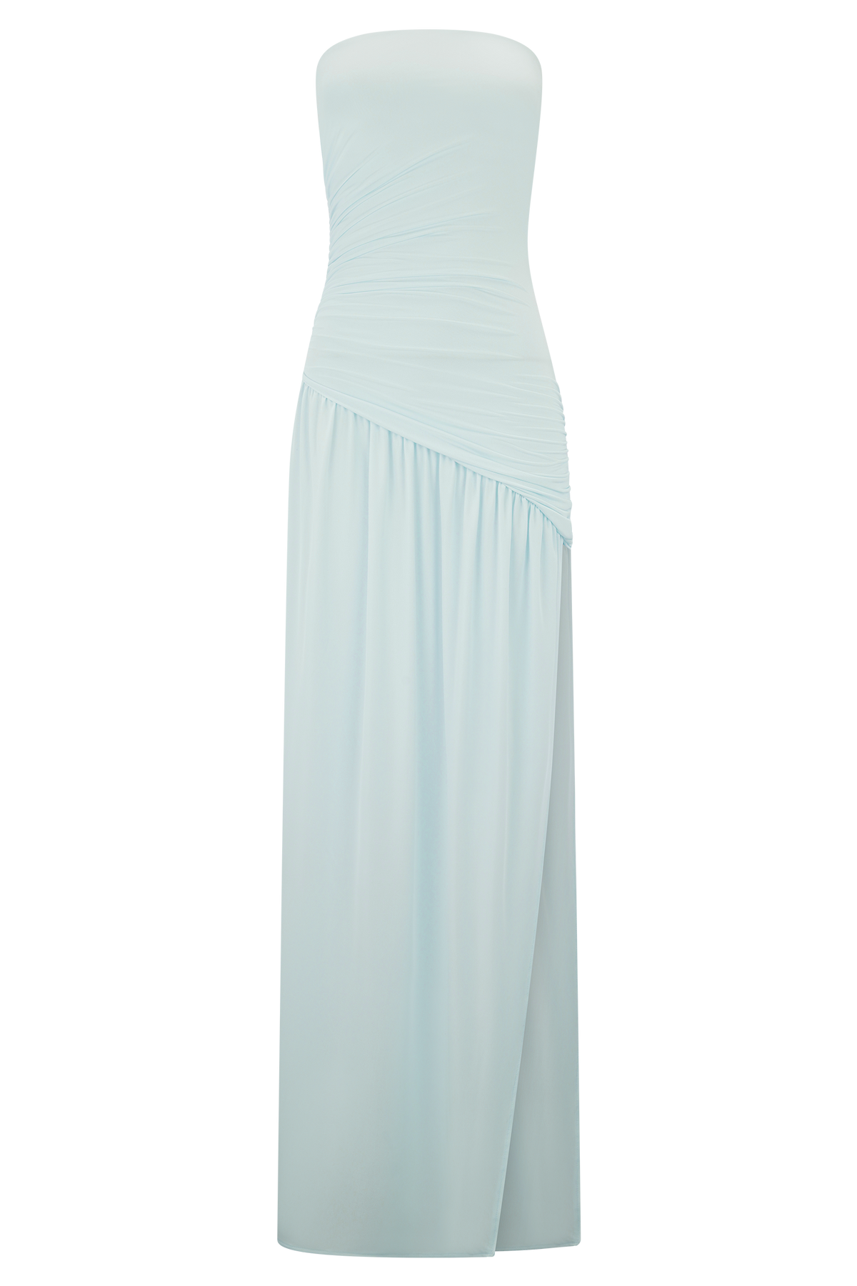 Bex Strapless Slinky Maxi Dress With Split - Pale Blue #8
