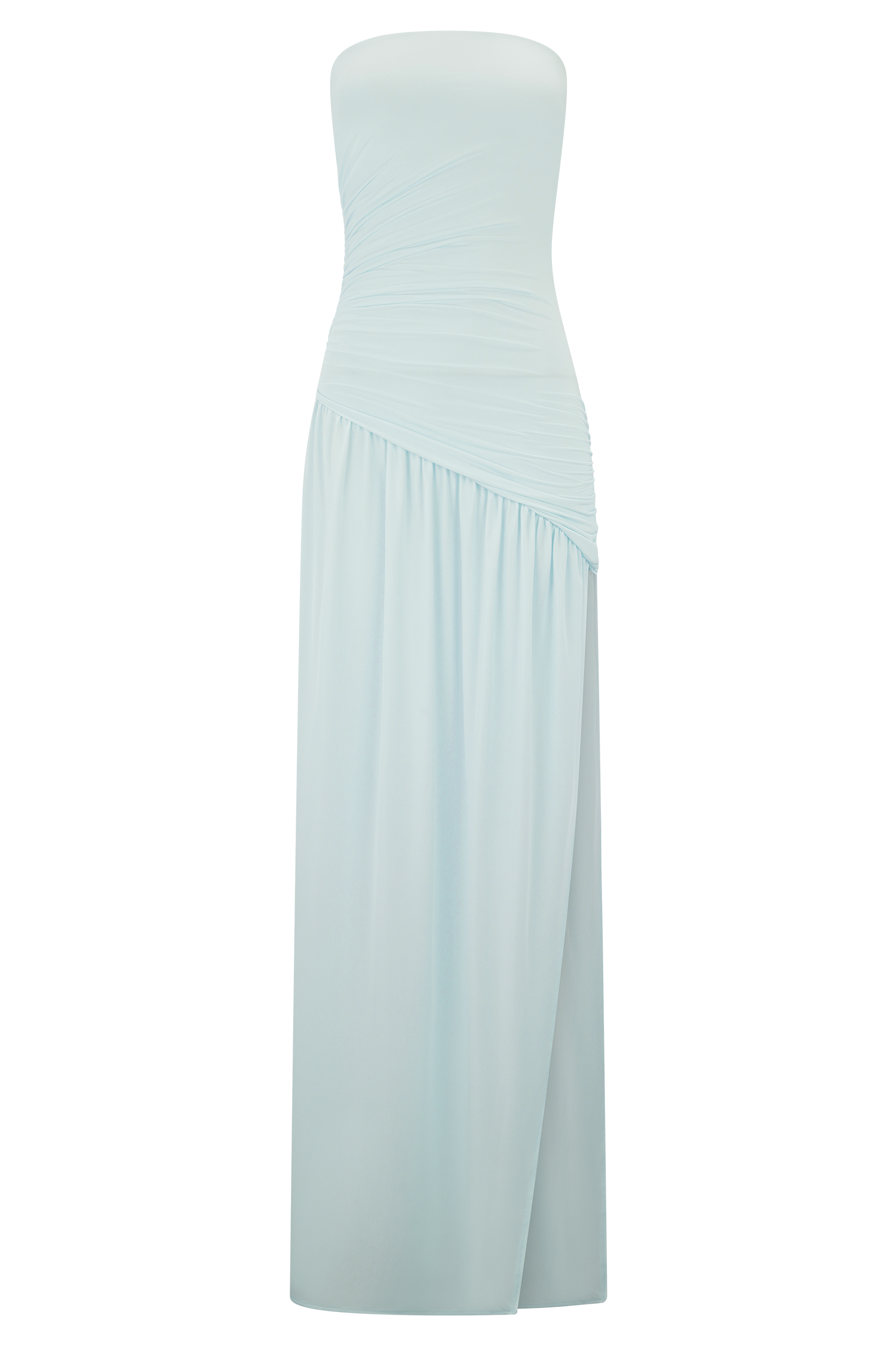 Bex Strapless Slinky Maxi Dress With Split - Pale Blue #8