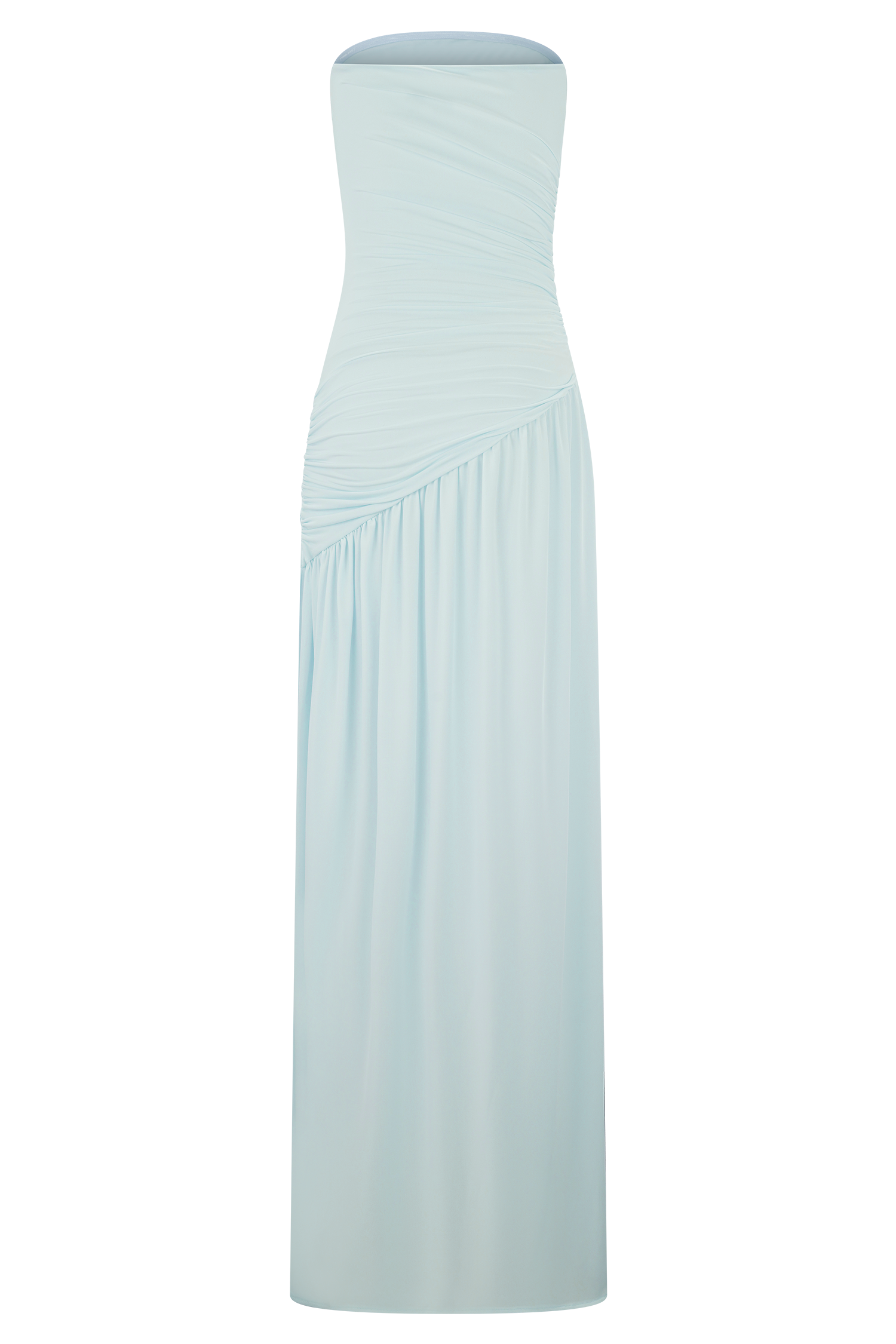 Bex Strapless Slinky Maxi Dress With Split - Pale Blue #7