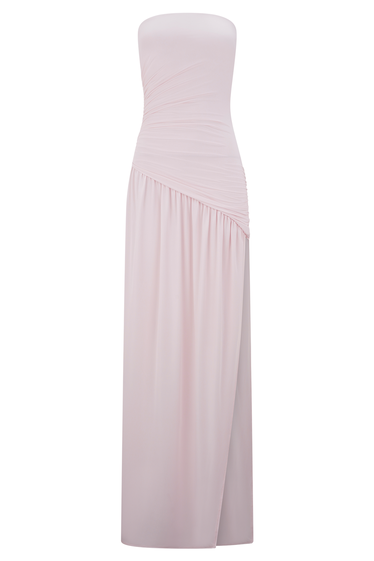 Bex Strapless Slinky Maxi Dress With Split - Pale Pink #7