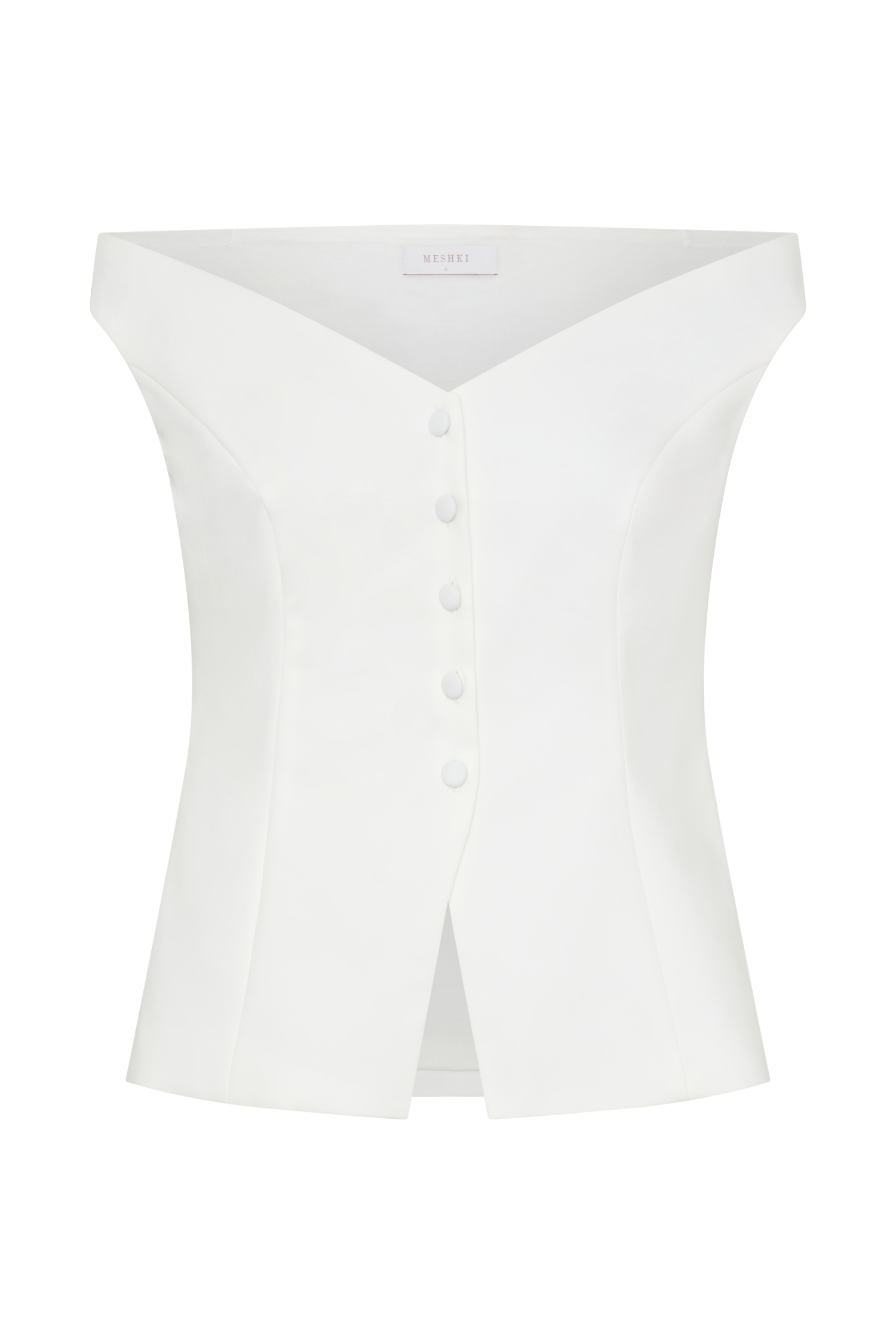 Billie Off Shoulder Sleeveless Button Top - White #12