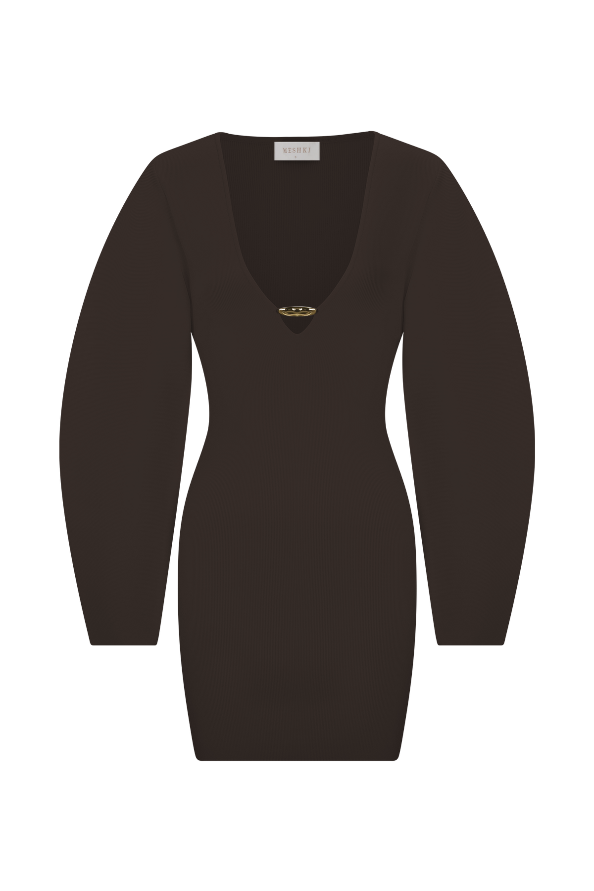 Billy Balloon Sleeve Knit Mini Dress - Dark Chocolate #9