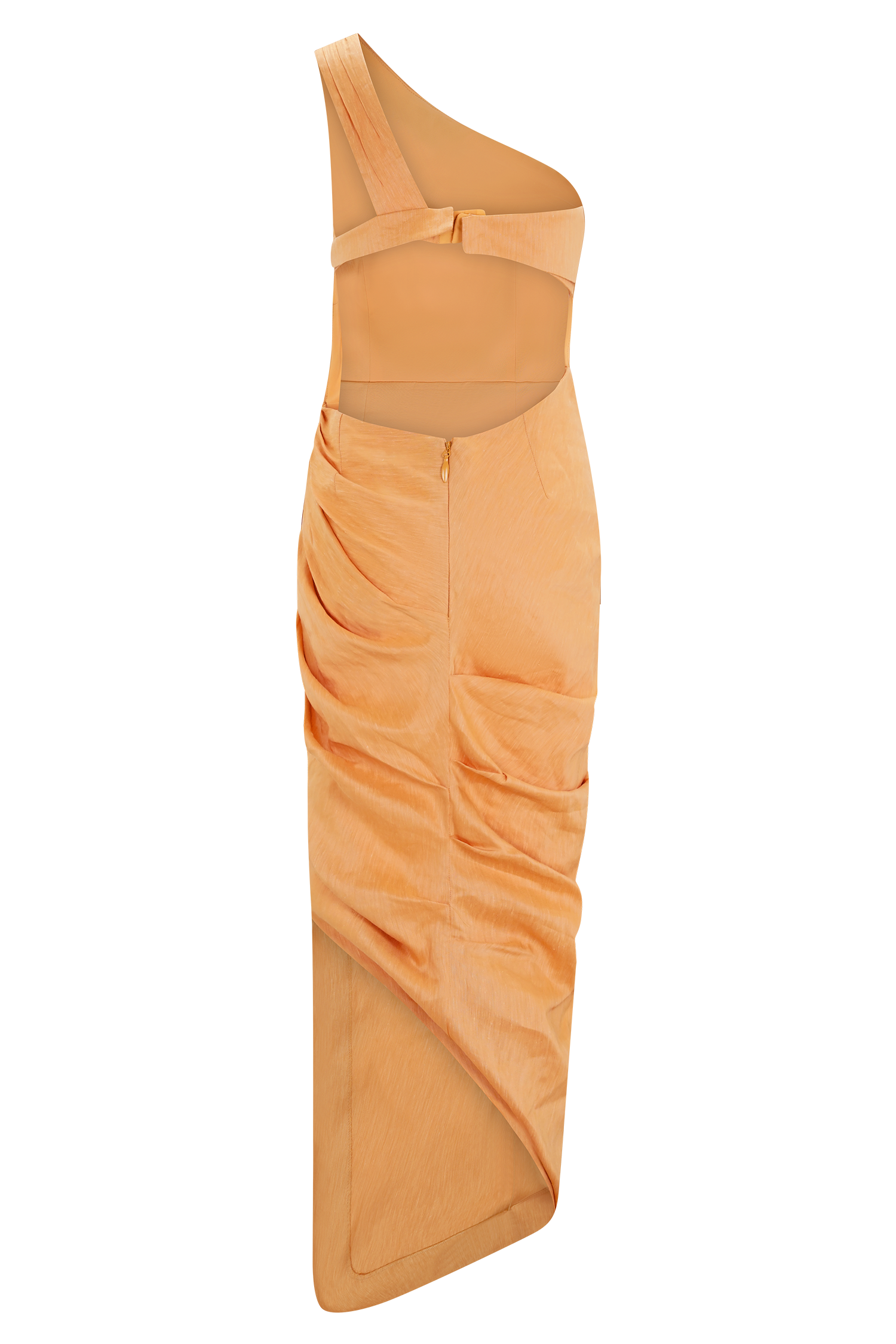 Birgit Linen Midi Dress With Hardware - Deep Peach #7