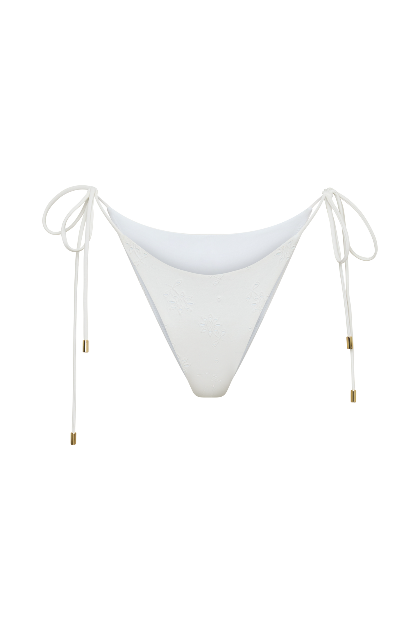 Blossom Side Tie Bikini Bottom - White Textured Fabric