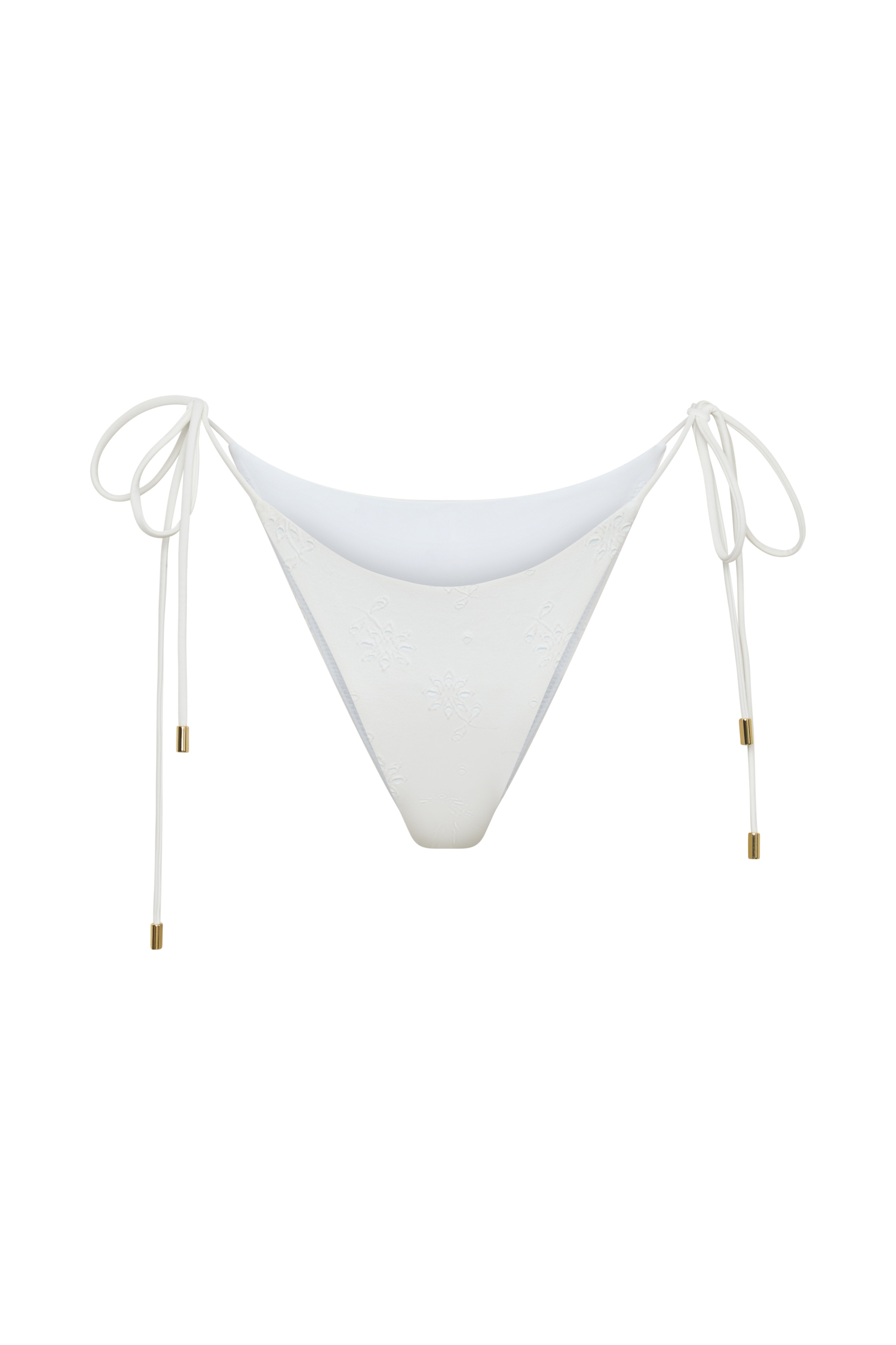 Blossom Side Tie Bikini Bottom - White Textured Fabric #11