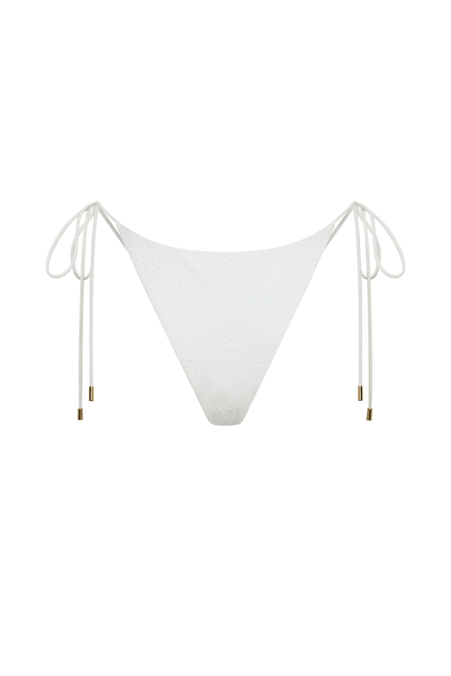 Blossom Side Tie Bikini Bottom - White Textured Fabric