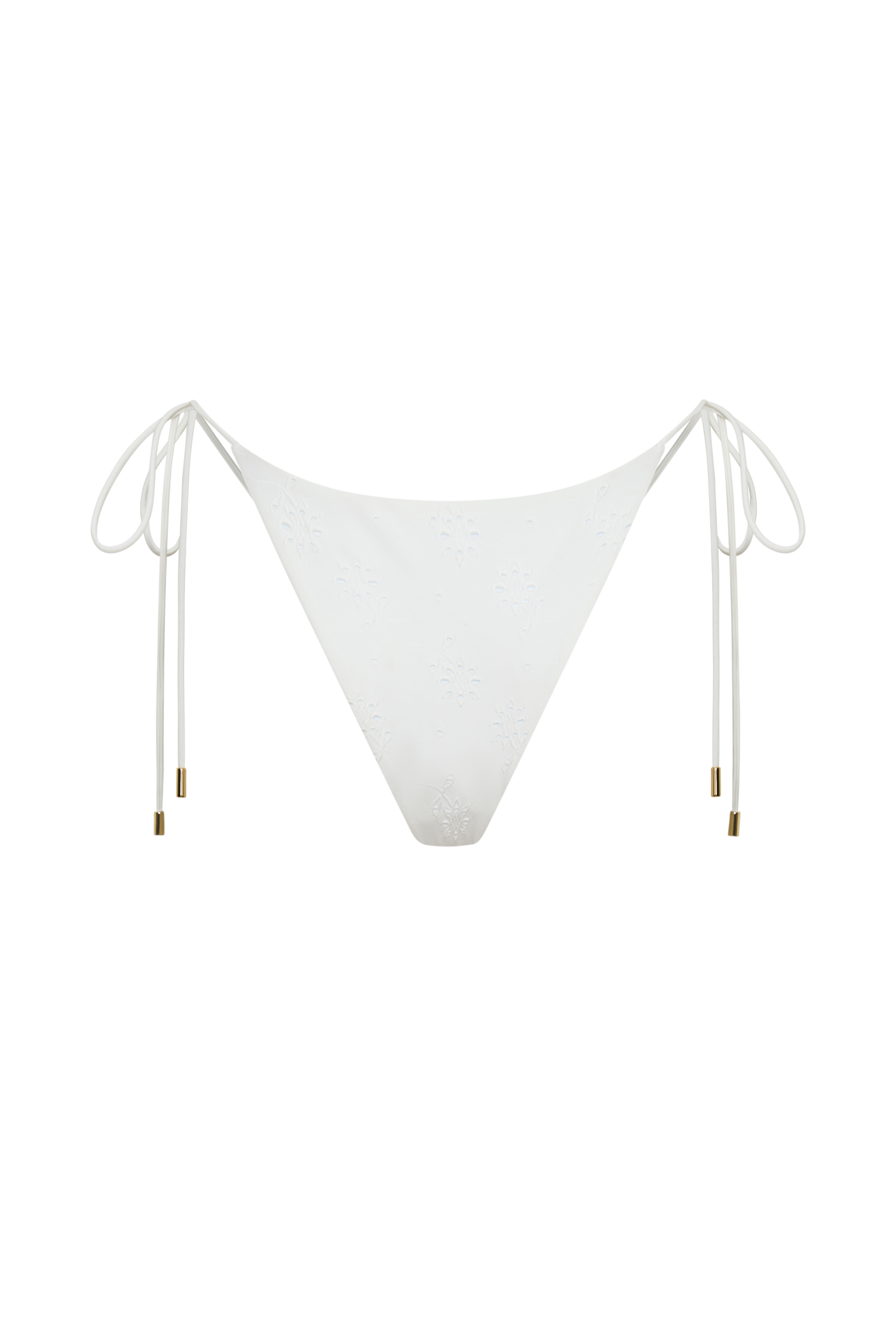 Blossom Side Tie Bikini Bottom - White Textured Fabric #10