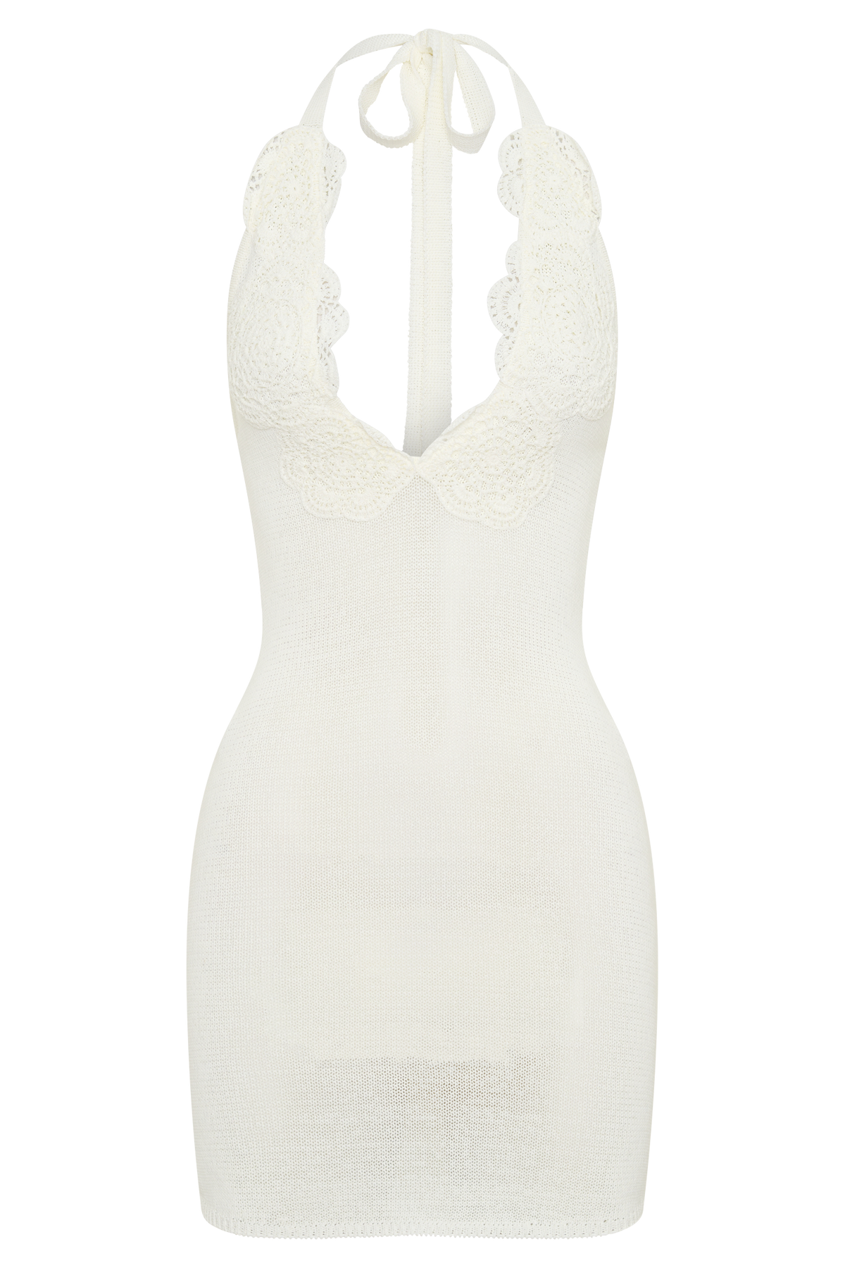 Bohdie Crochet Halter Mini Dress - Ivory #9