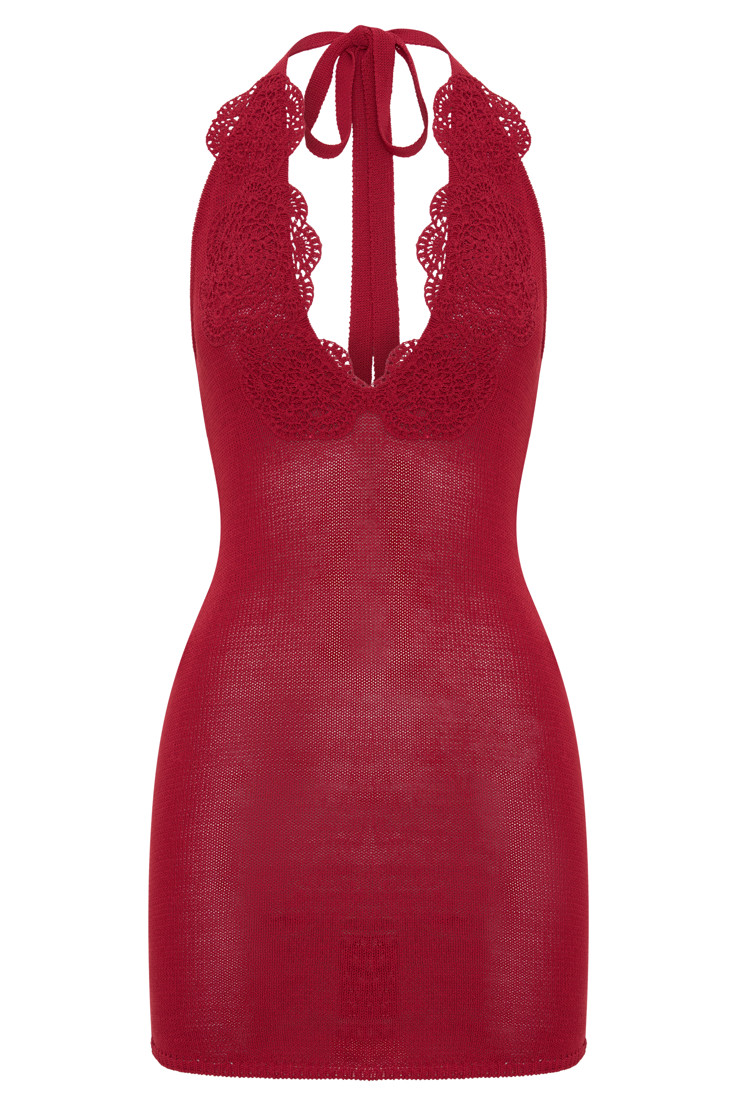 Bohdie Crochet Halter Mini Dress - Pomegranate #9