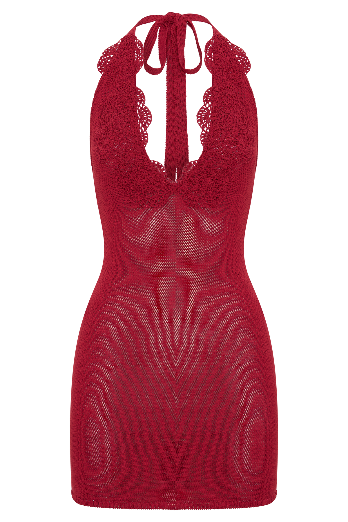 Bohdie Crochet Halter Mini Dress - Pomegranate #10