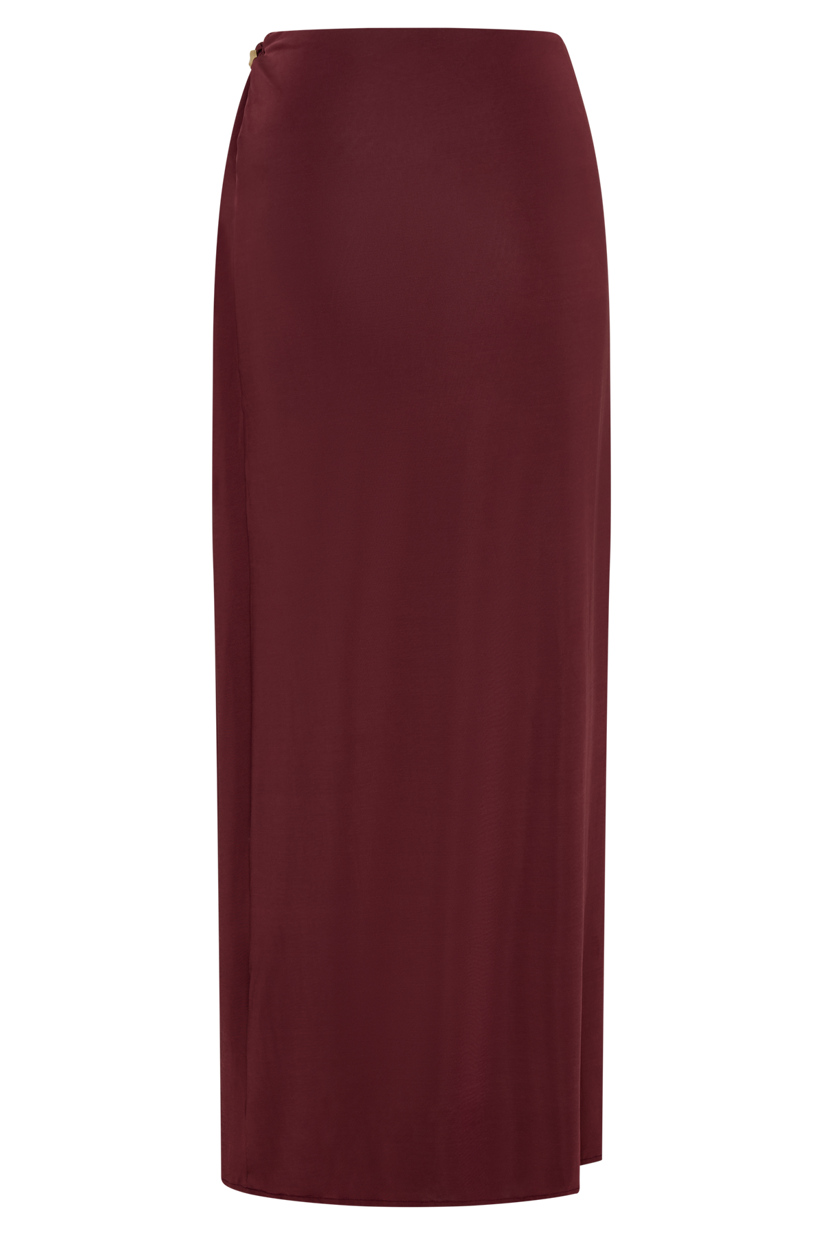 Bridget Slinky Maxi Skirt With Hardware - Burgundy
