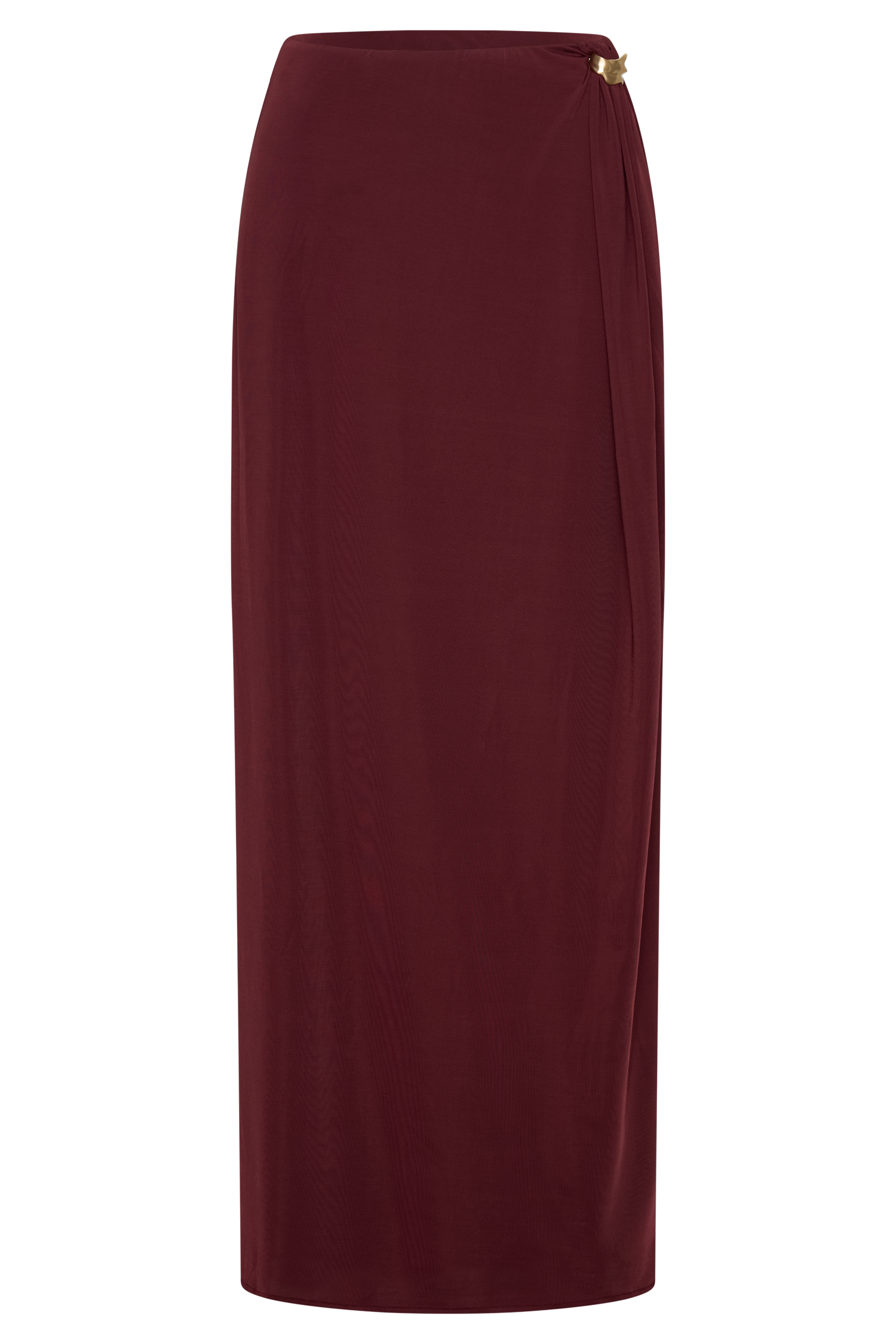 Bridget Slinky Maxi Skirt With Hardware - Burgundy #9