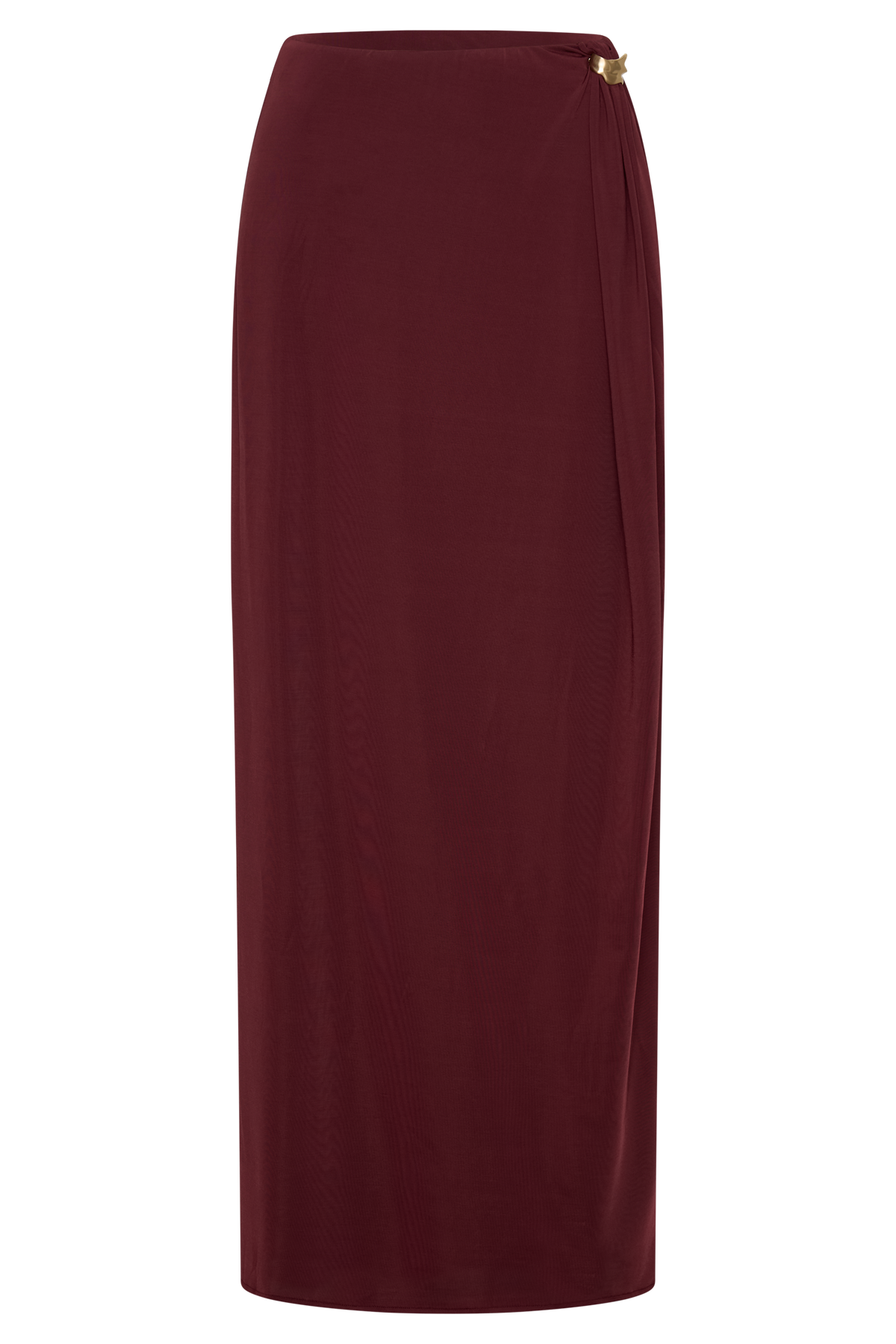 Bridget Slinky Maxi Skirt With Hardware - Burgundy #9