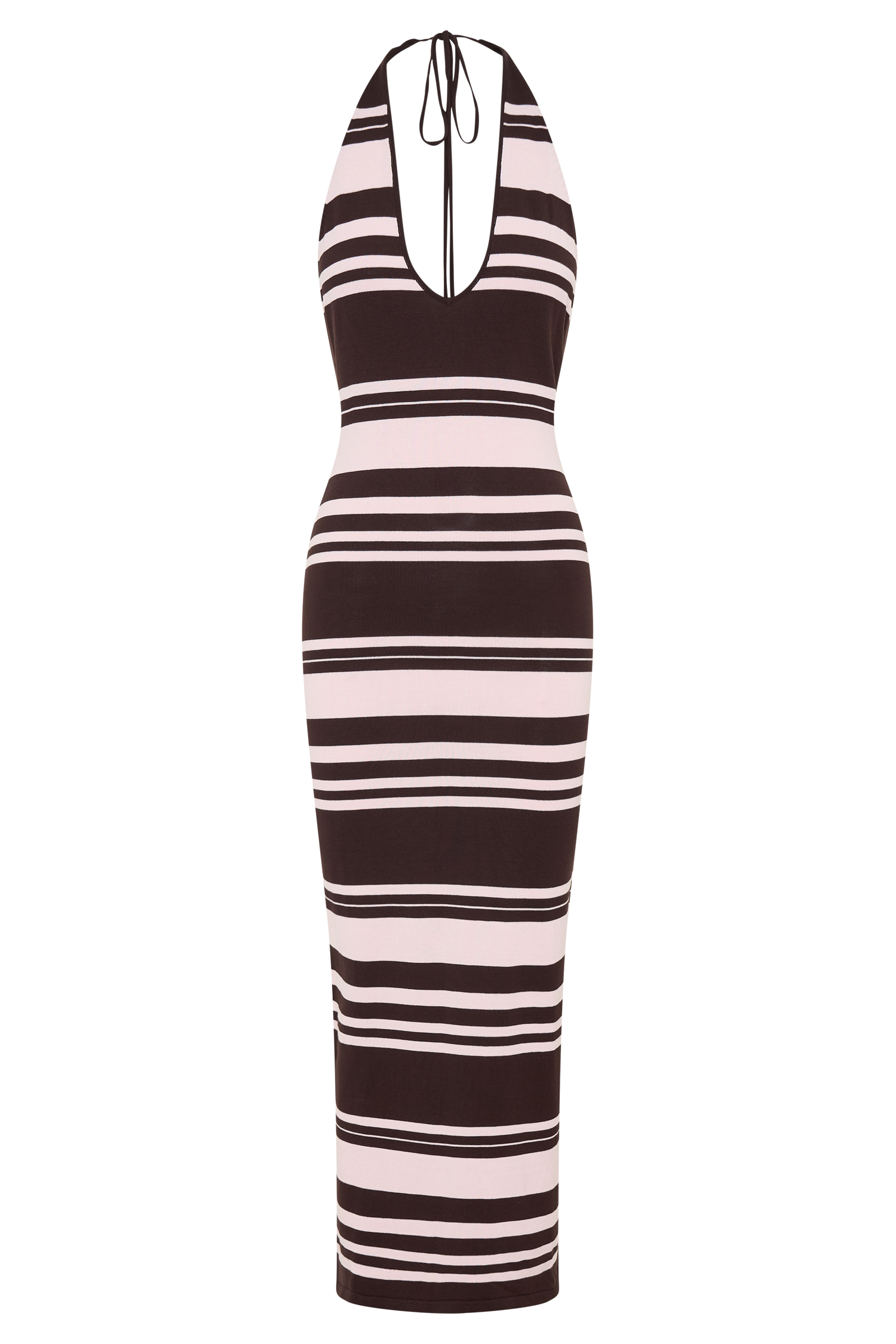 Brienne Stripe Midi Dress - Pink/Chocolate #9