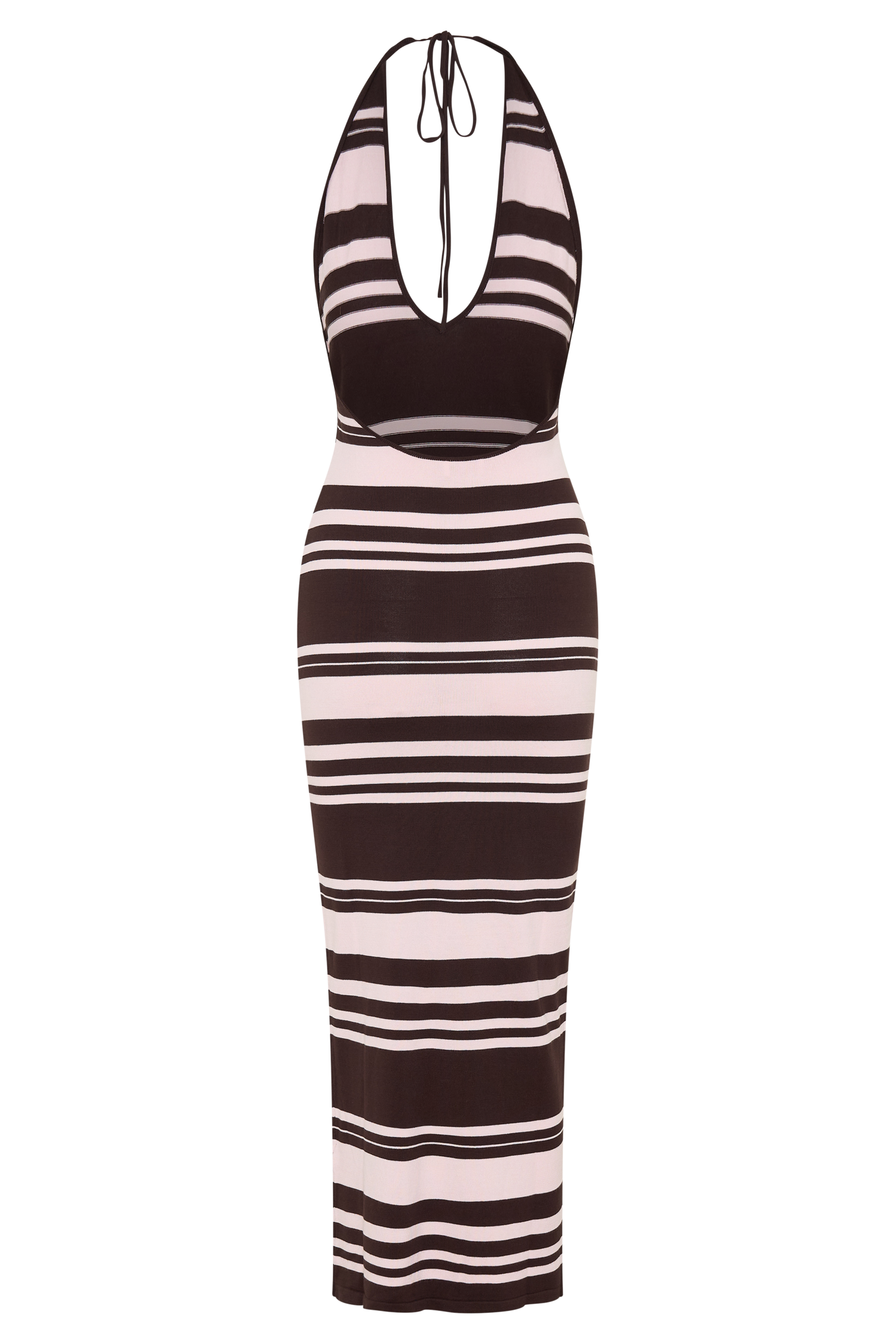 Brienne Stripe Midi Dress - Pink/Chocolate #8