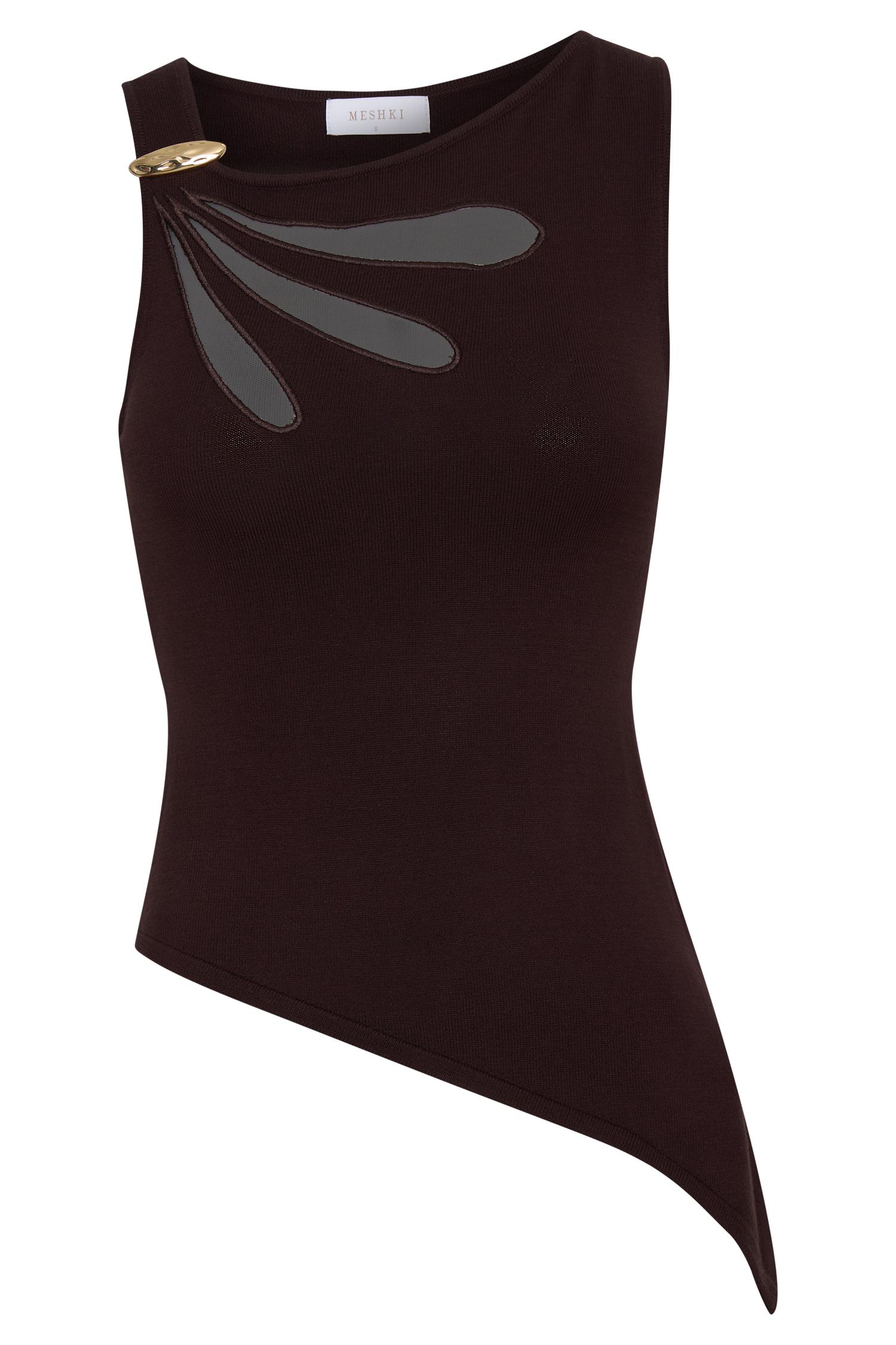 Brock Asymmetrical Neckline Knit Top - Dark Chocolate #8