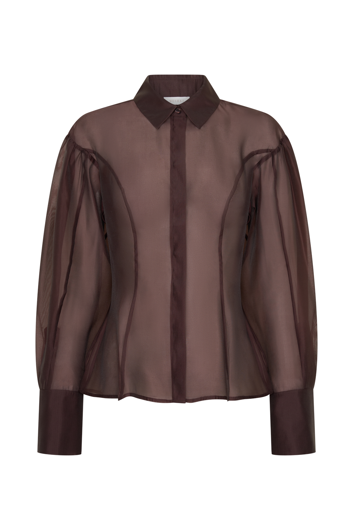 Charlotte Organza Sheer Shirt - Dark Chocolate #8