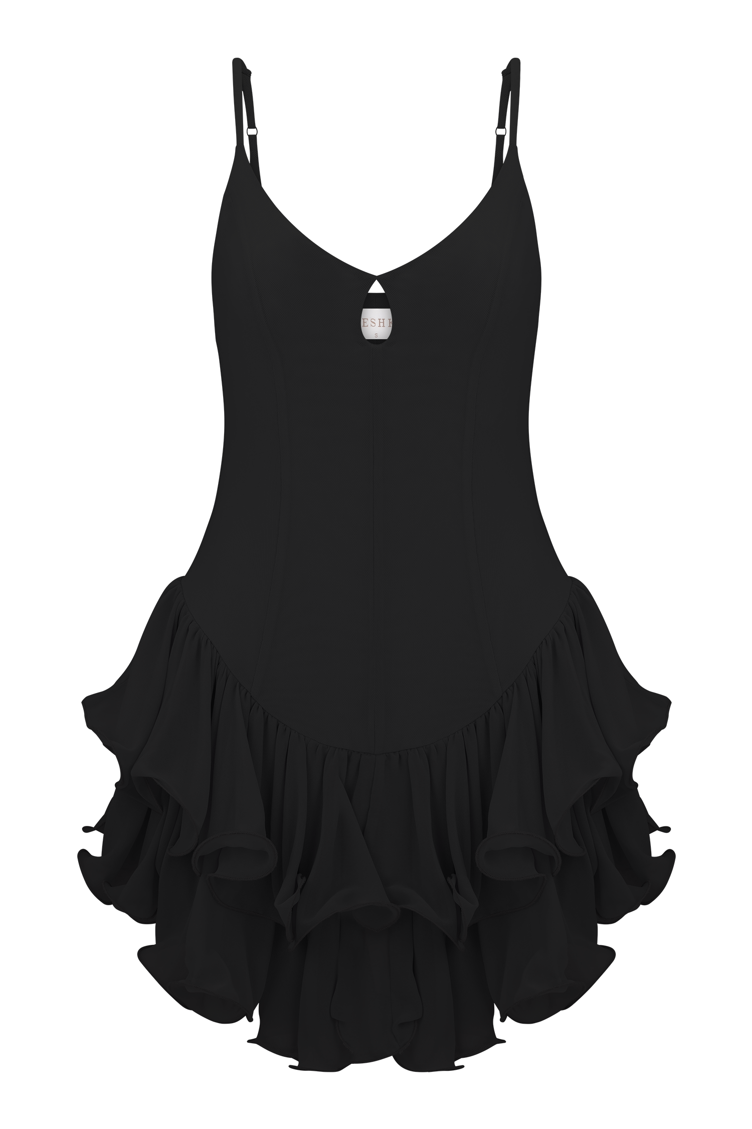 Calantha Ruffle Mesh Mini Dress - Black #9