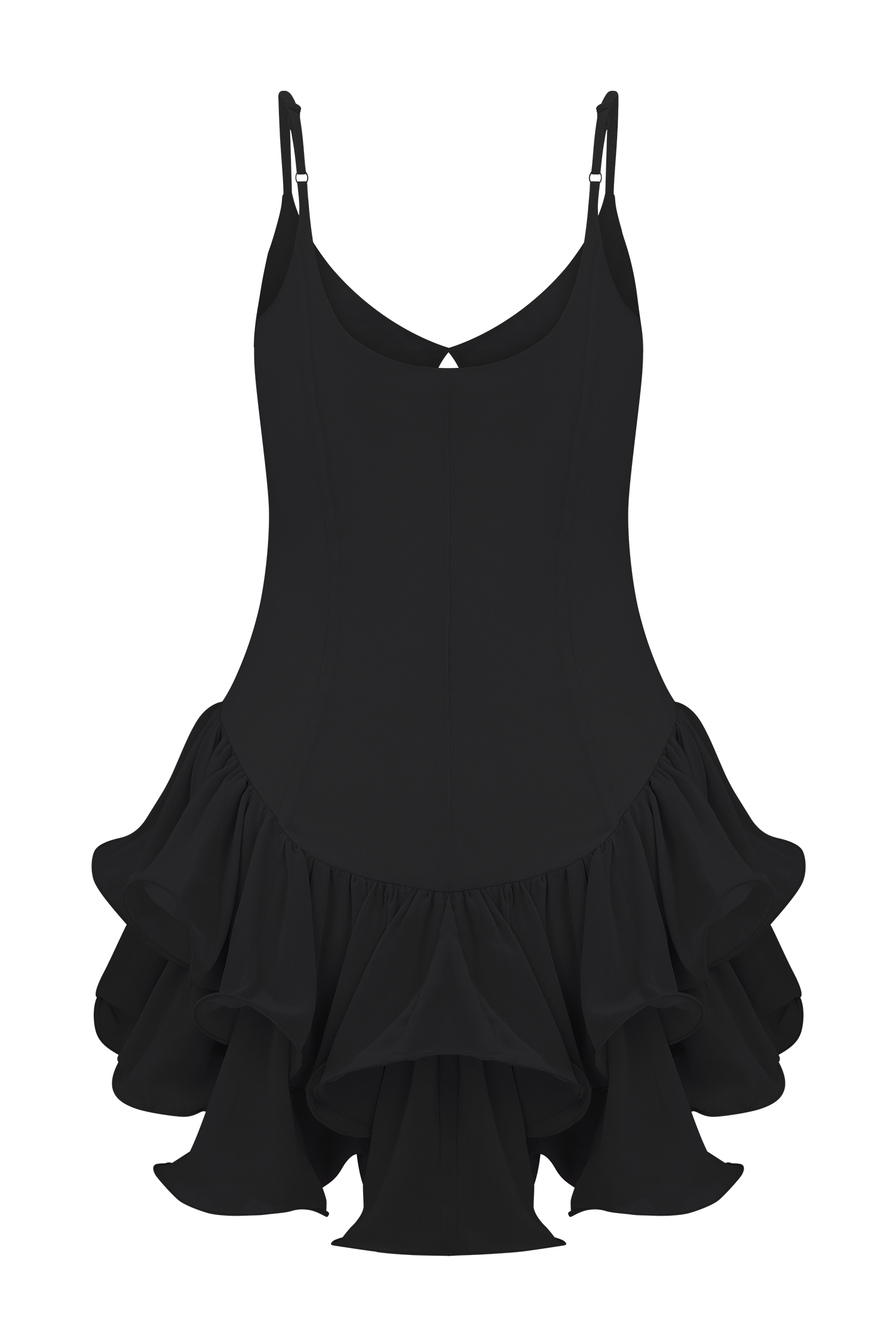Calantha Ruffle Mesh Mini Dress - Black #8