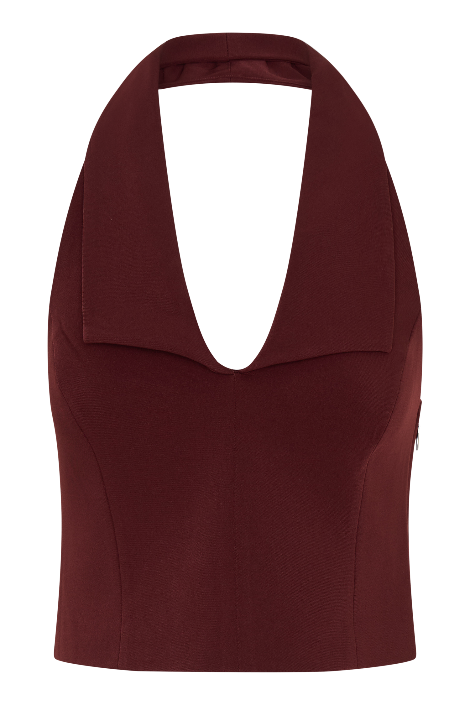 Calla Collared Sleeveless Halter Top - Merlot #9