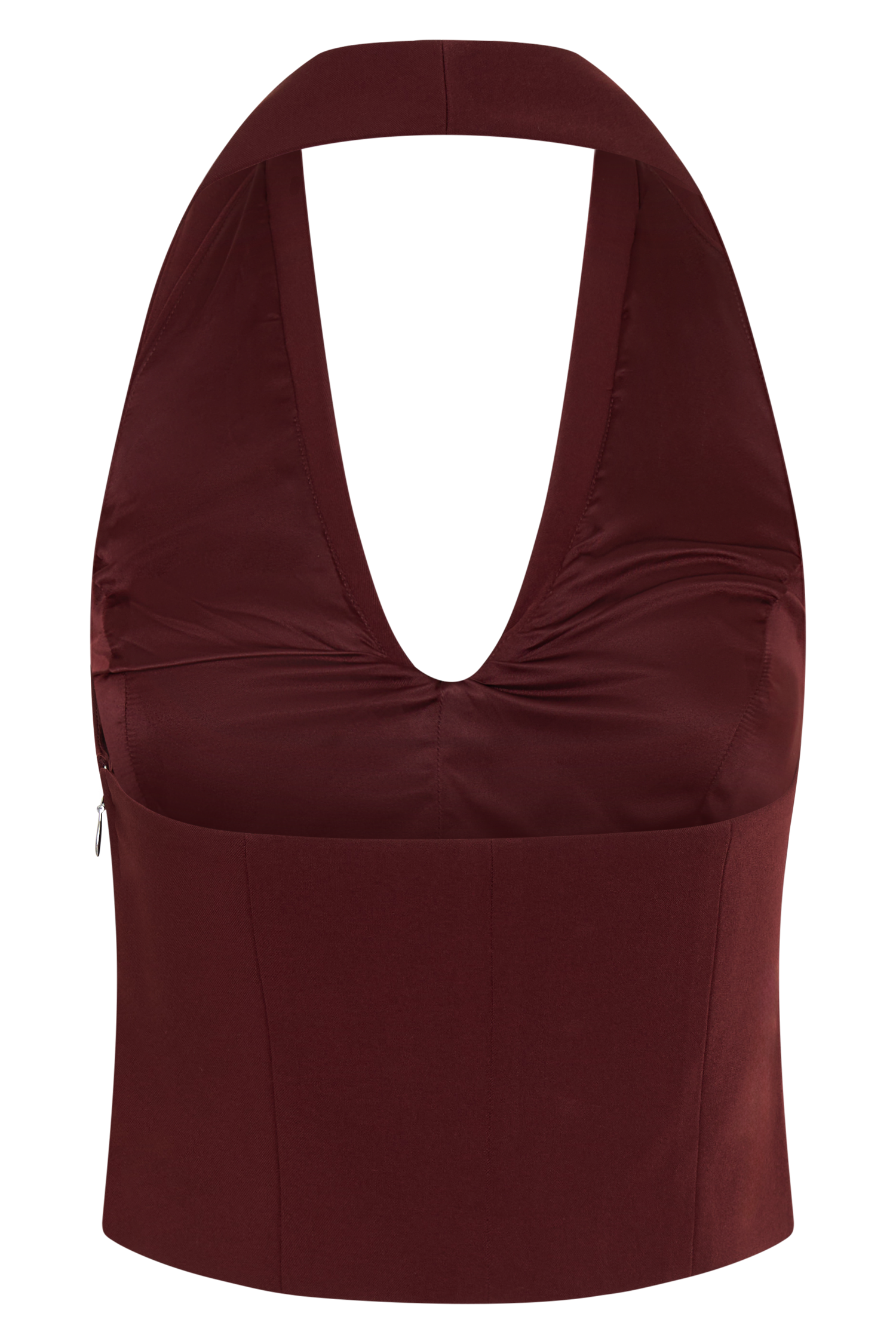 Calla Collared Sleeveless Halter Top - Merlot #8