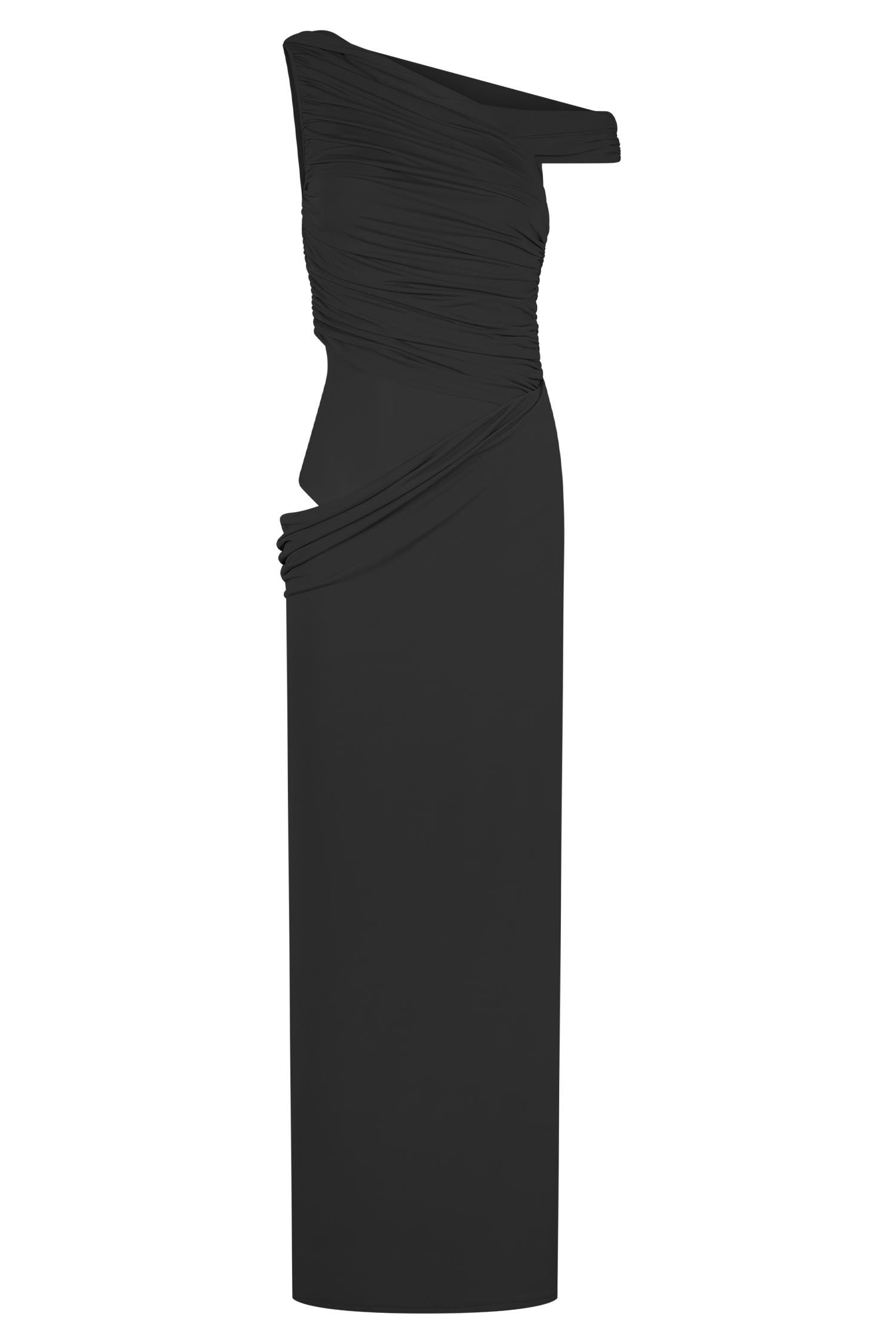 Callen One Shoulder Slinky Maxi Dress - Black #8