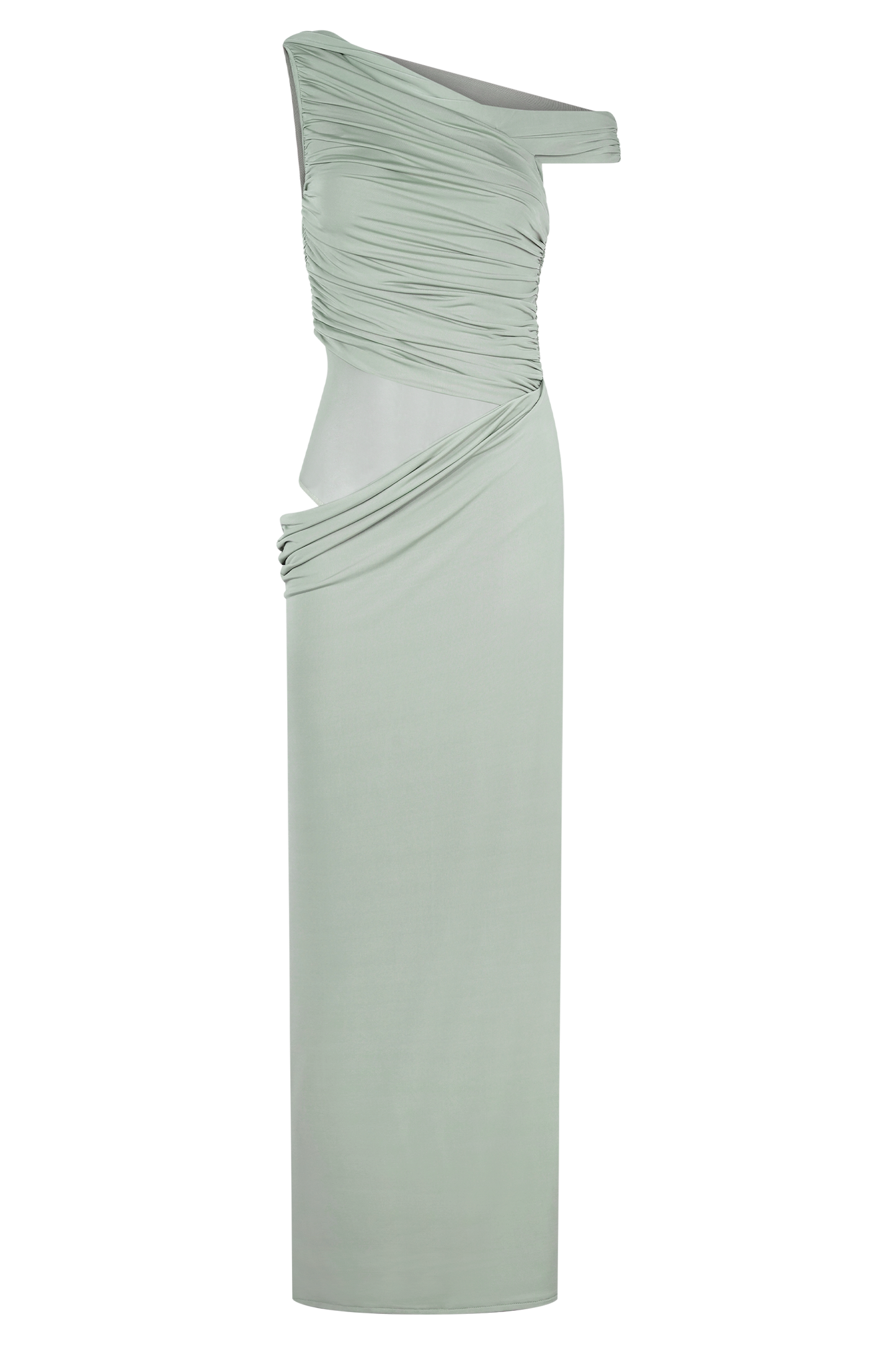 Callen One Shoulder Slinky Maxi Dress - Sage